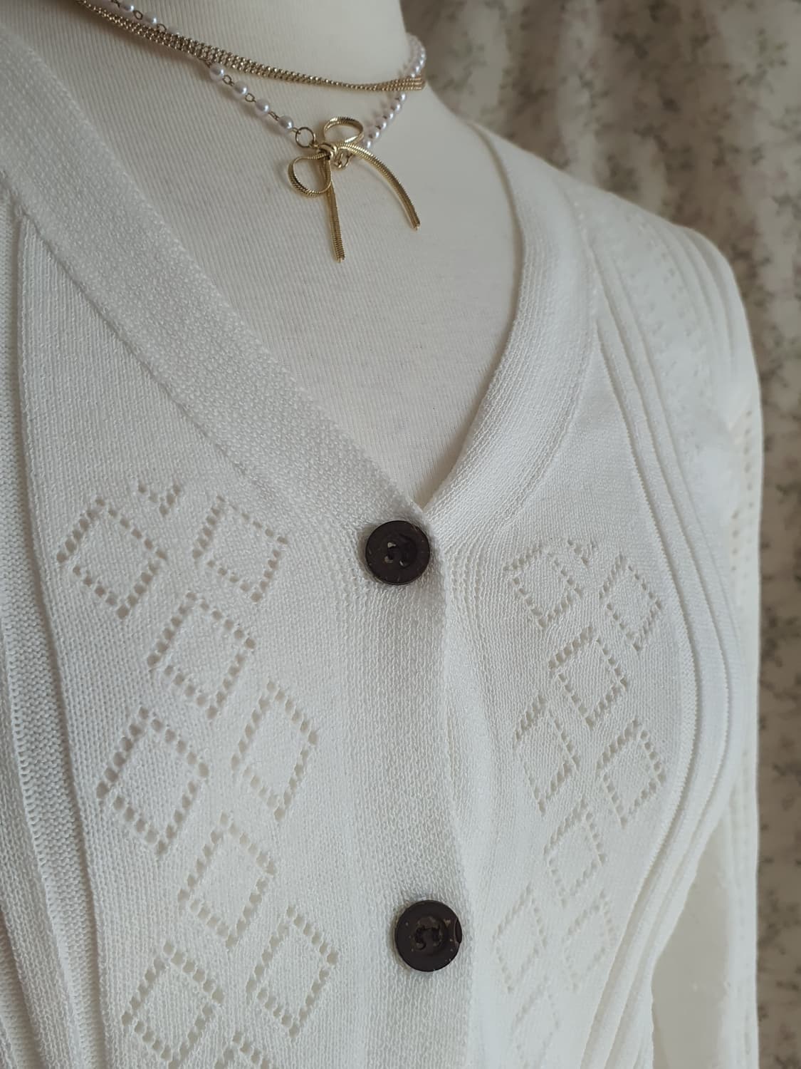 [빈티지] 여리핏 화이트 크롭 니트 가디건 상품이미지5