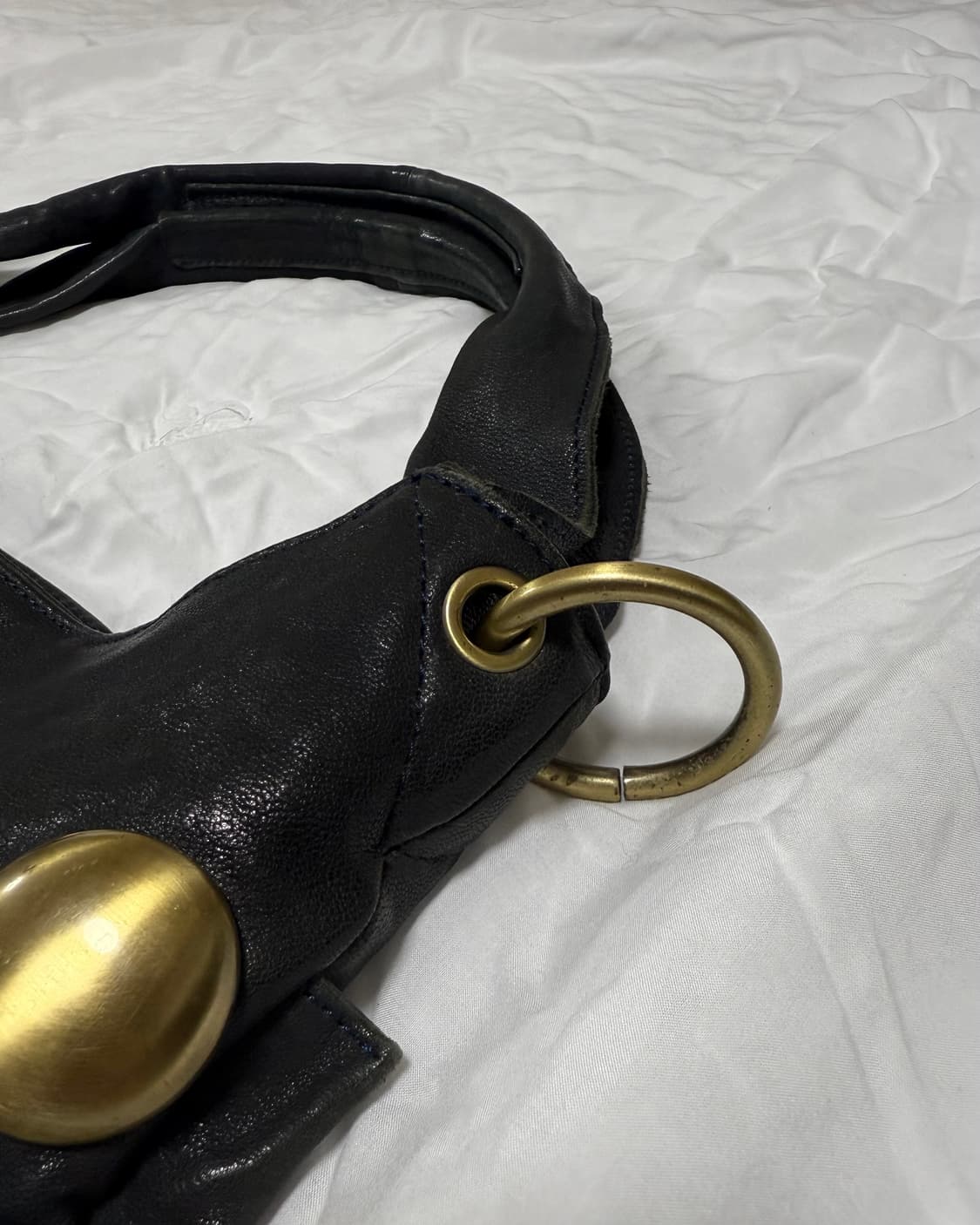 블랙 레더 숄더백 상품이미지5