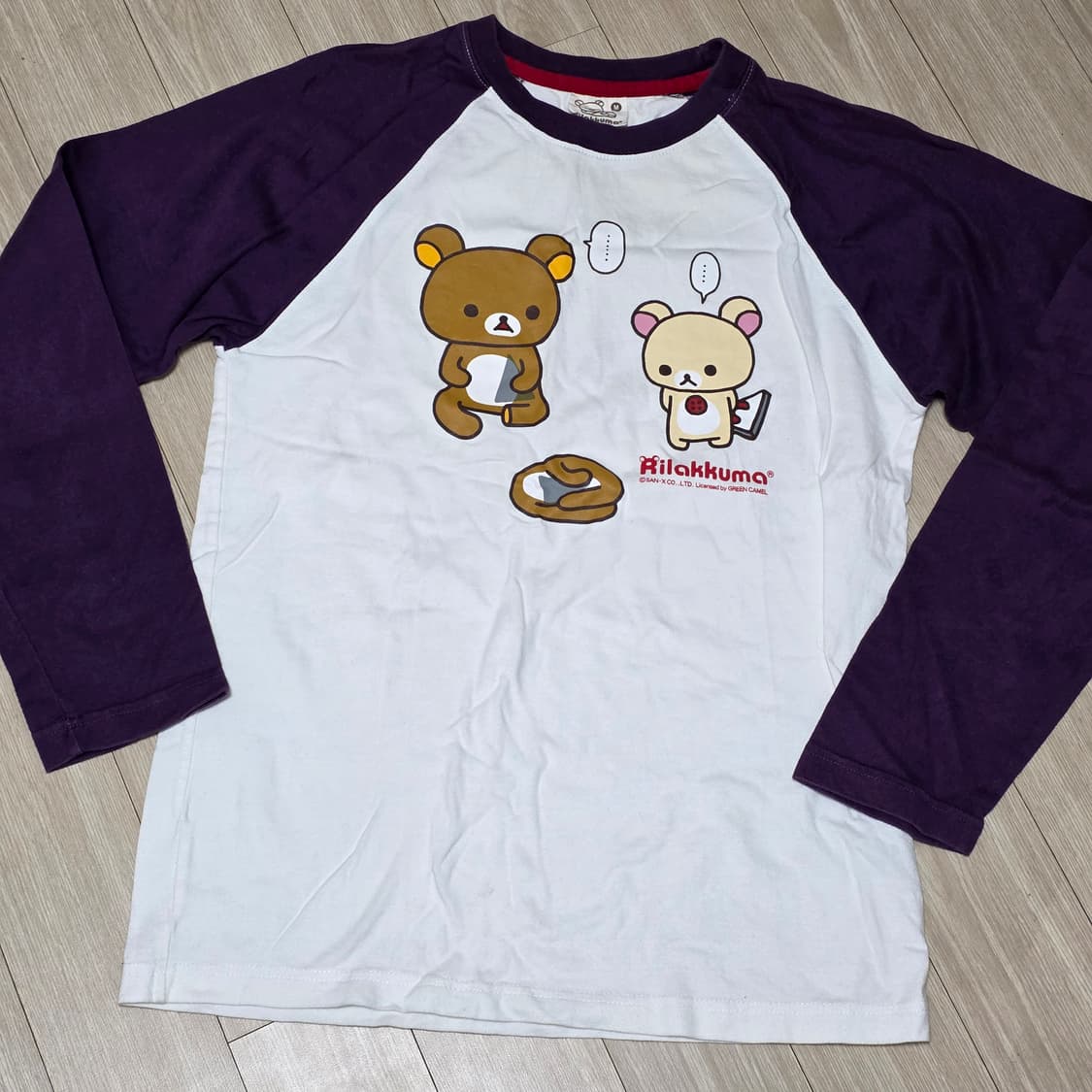 SAN-X 일본정품 리락쿠마 빈티지) 퍼플 로맨틱 하구미모리걸st 티셔츠 상품이미지1