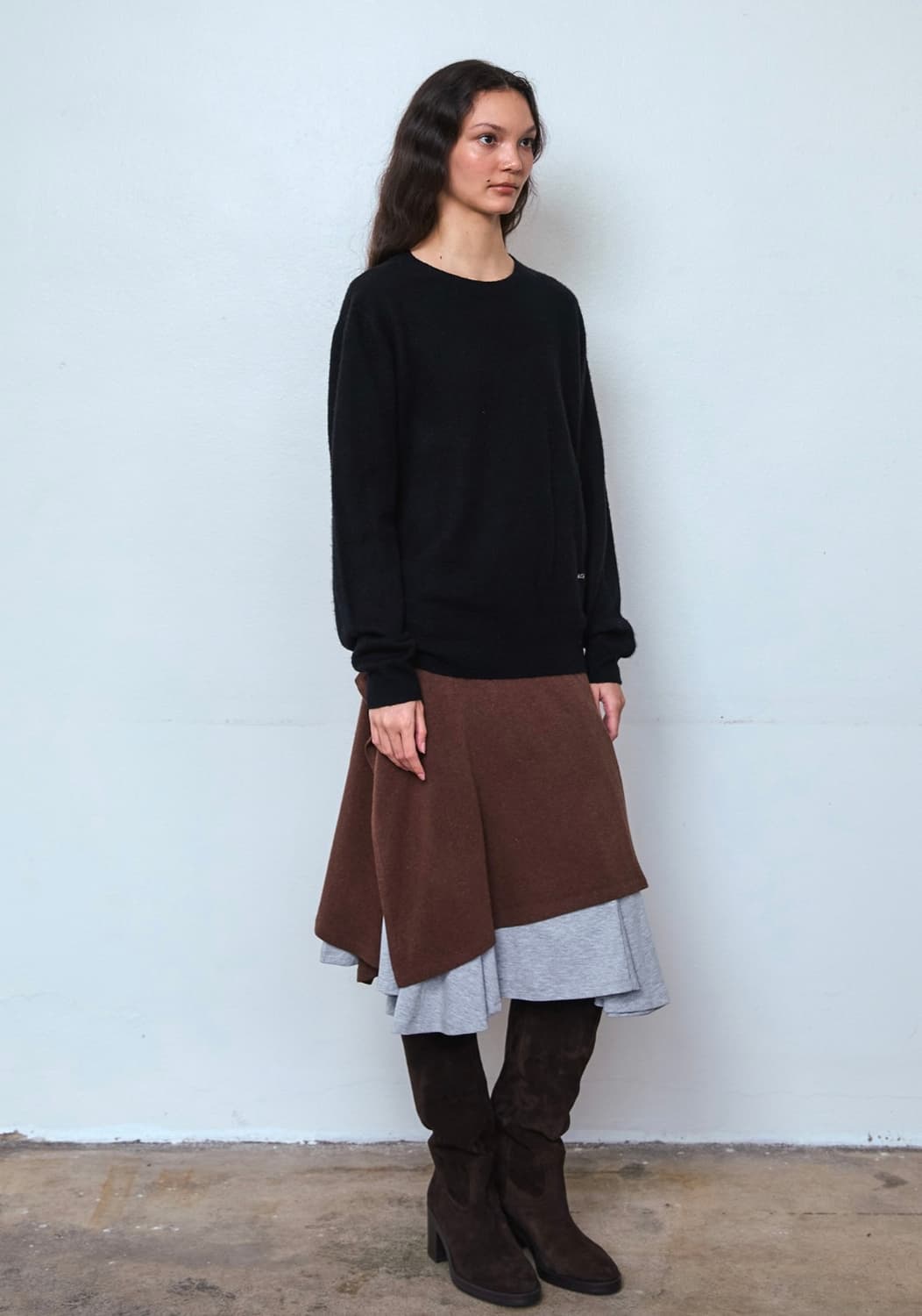 파이시스 버튼 랩스커트 브라운 상품이미지2