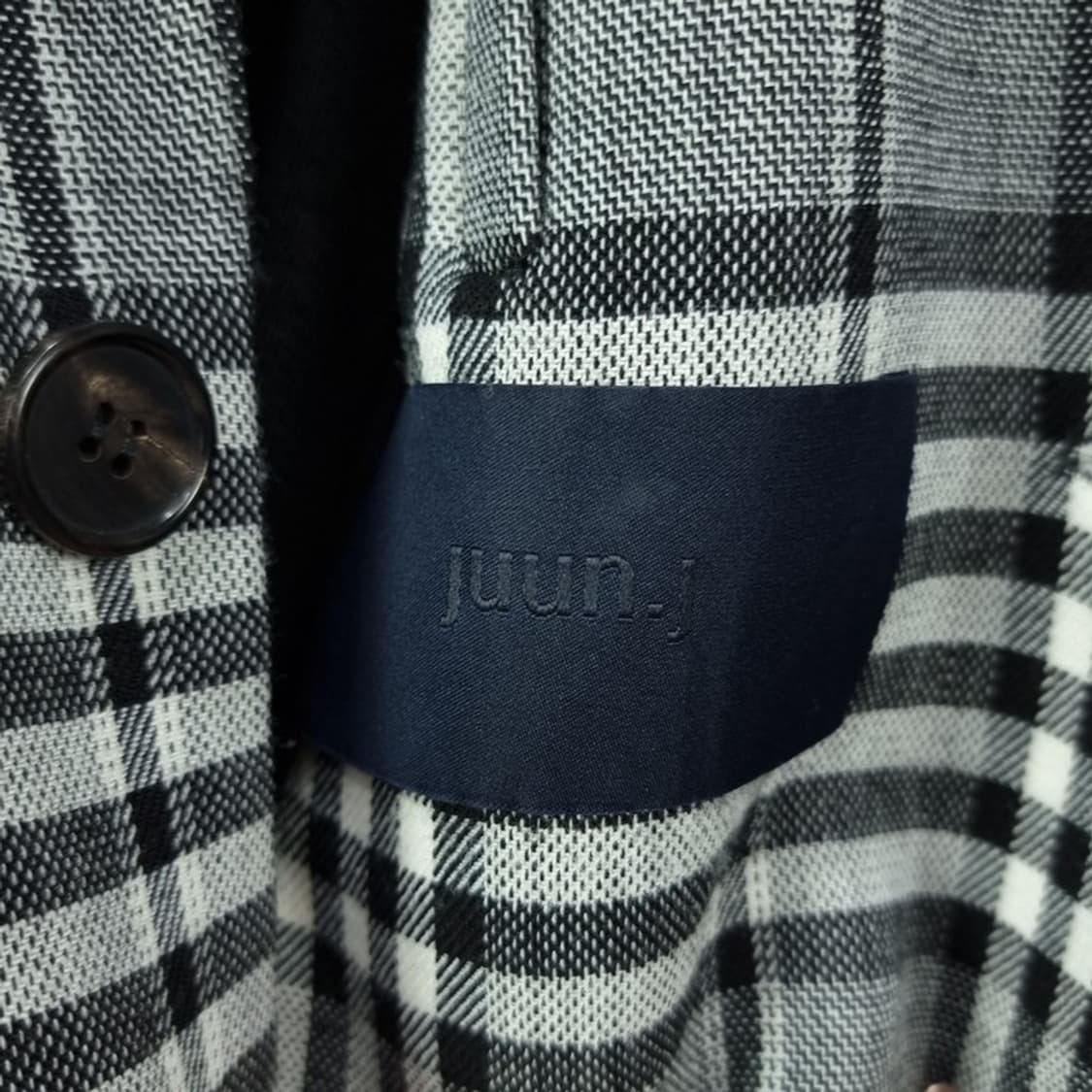 [준지] 18 F/W 후드 레이어링 오버사이즈 체크 롱 코트 P01549 상품이미지8