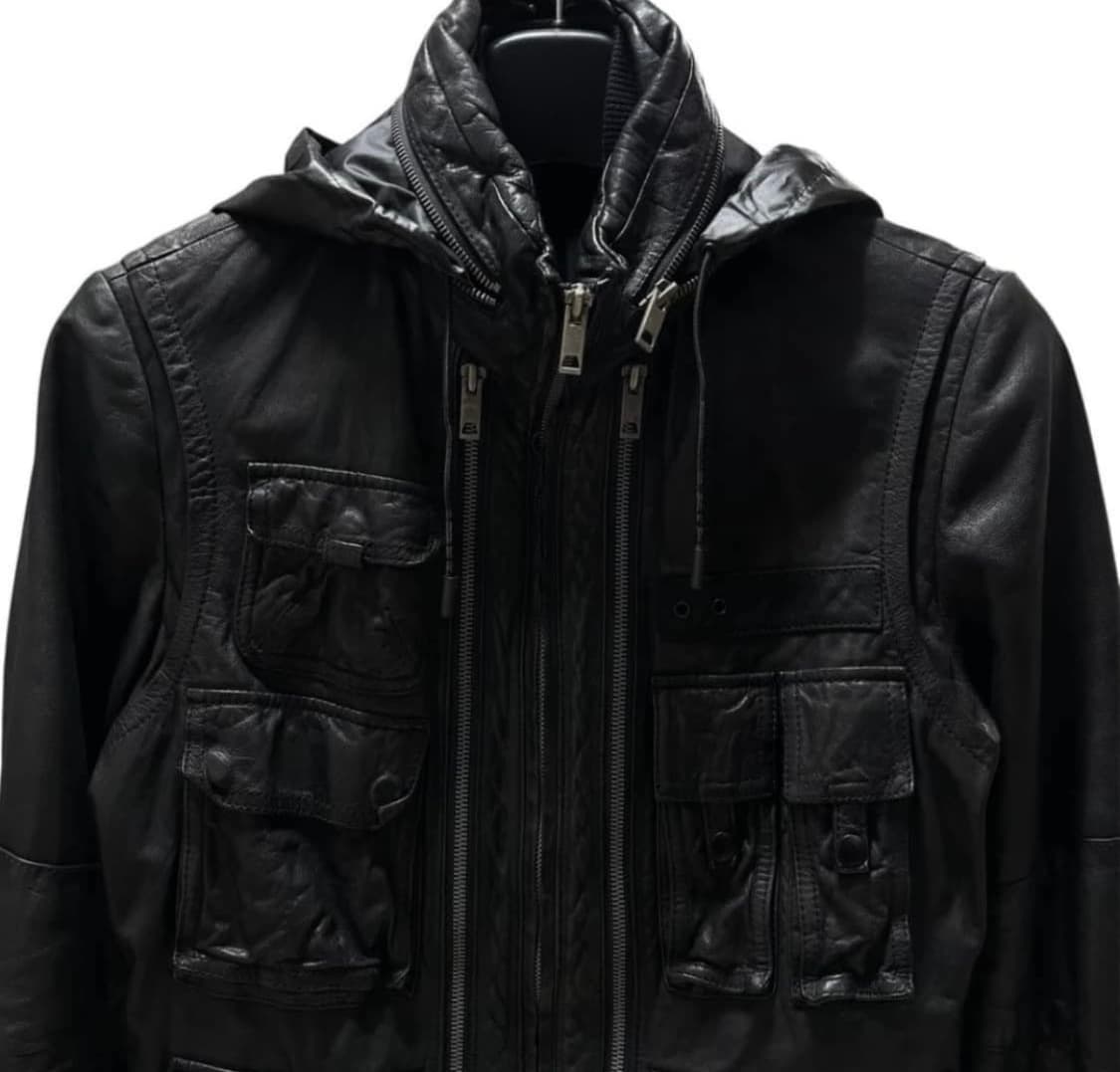 솔리드 옴므 멀티포켓 레더 자켓 블루종 상품이미지2