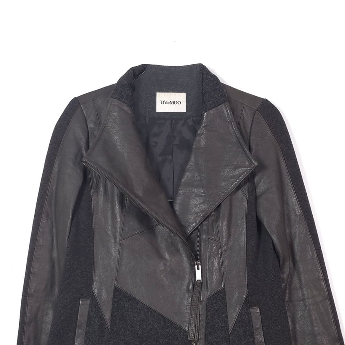 디데무 리얼 램스킨 울 혼방 배색 아방가르드 롱 코트 상품이미지3