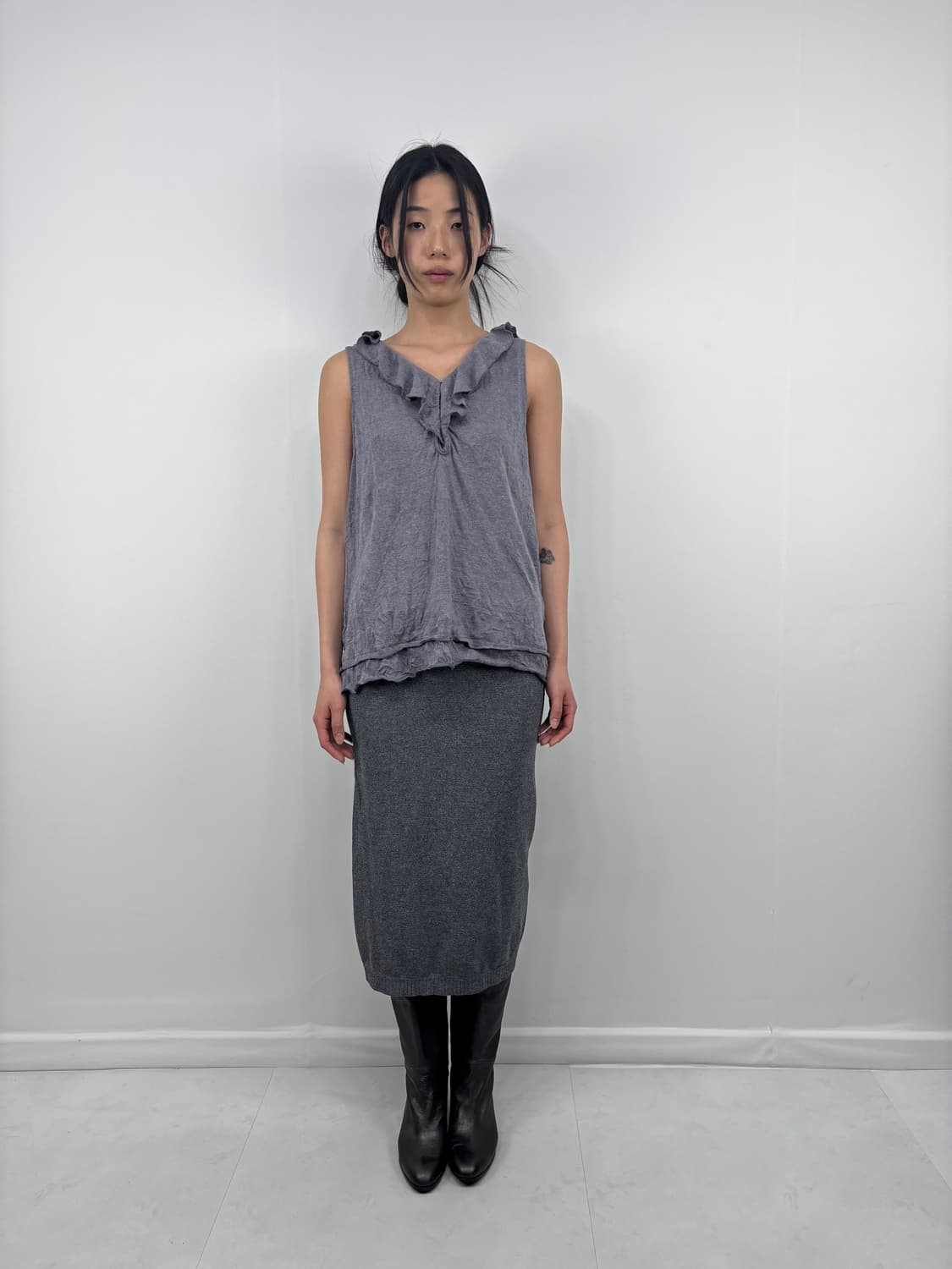 GRAY MIDI SKIRT 상품이미지2