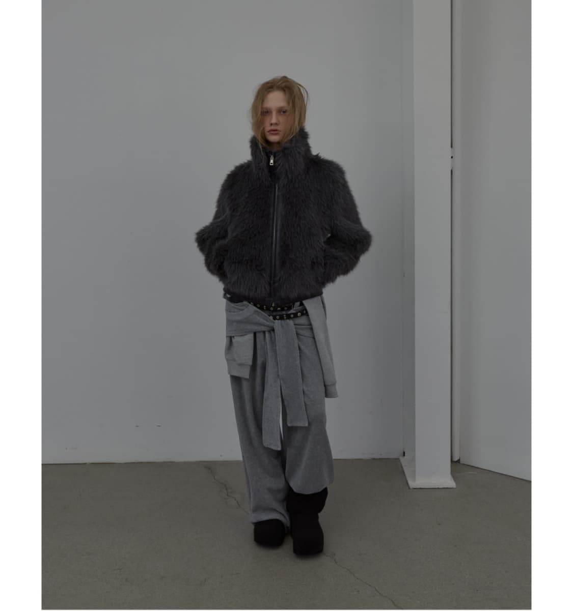 LCDC fur zipup jacket 퍼자켓 그레이  상품이미지2