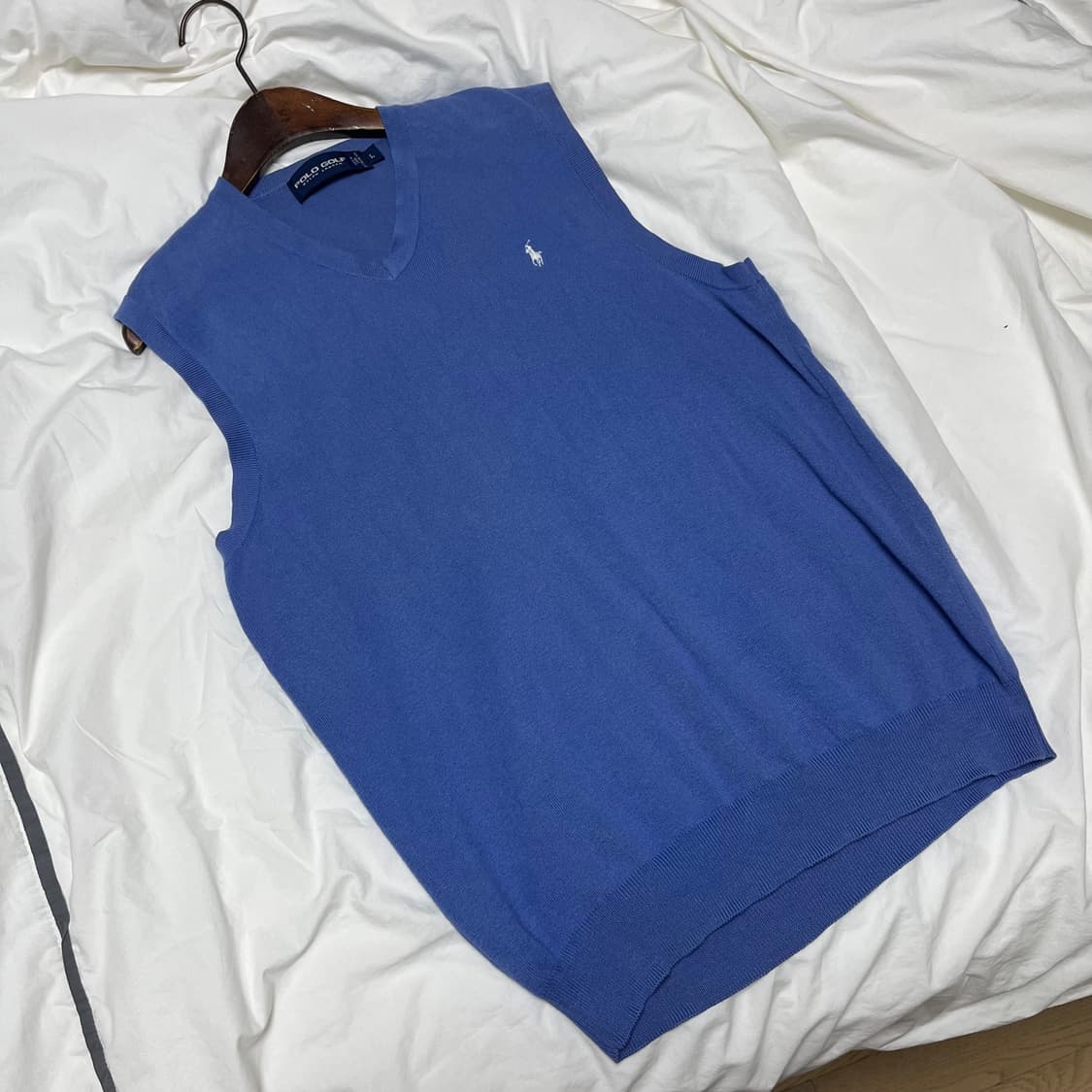 폴로 골프 블루색상 니트 조끼 파미코튼 남녀공용 상품이미지3