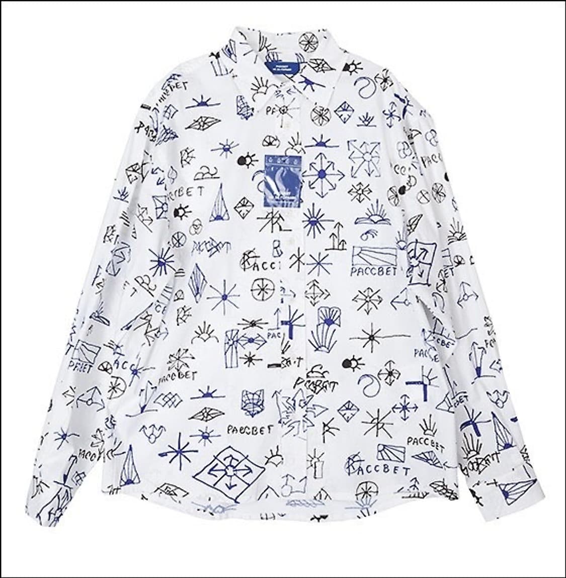 라스벳PACCBET 클래식 로고 레터링 오버사이즈 셔츠화이트 상품이미지1