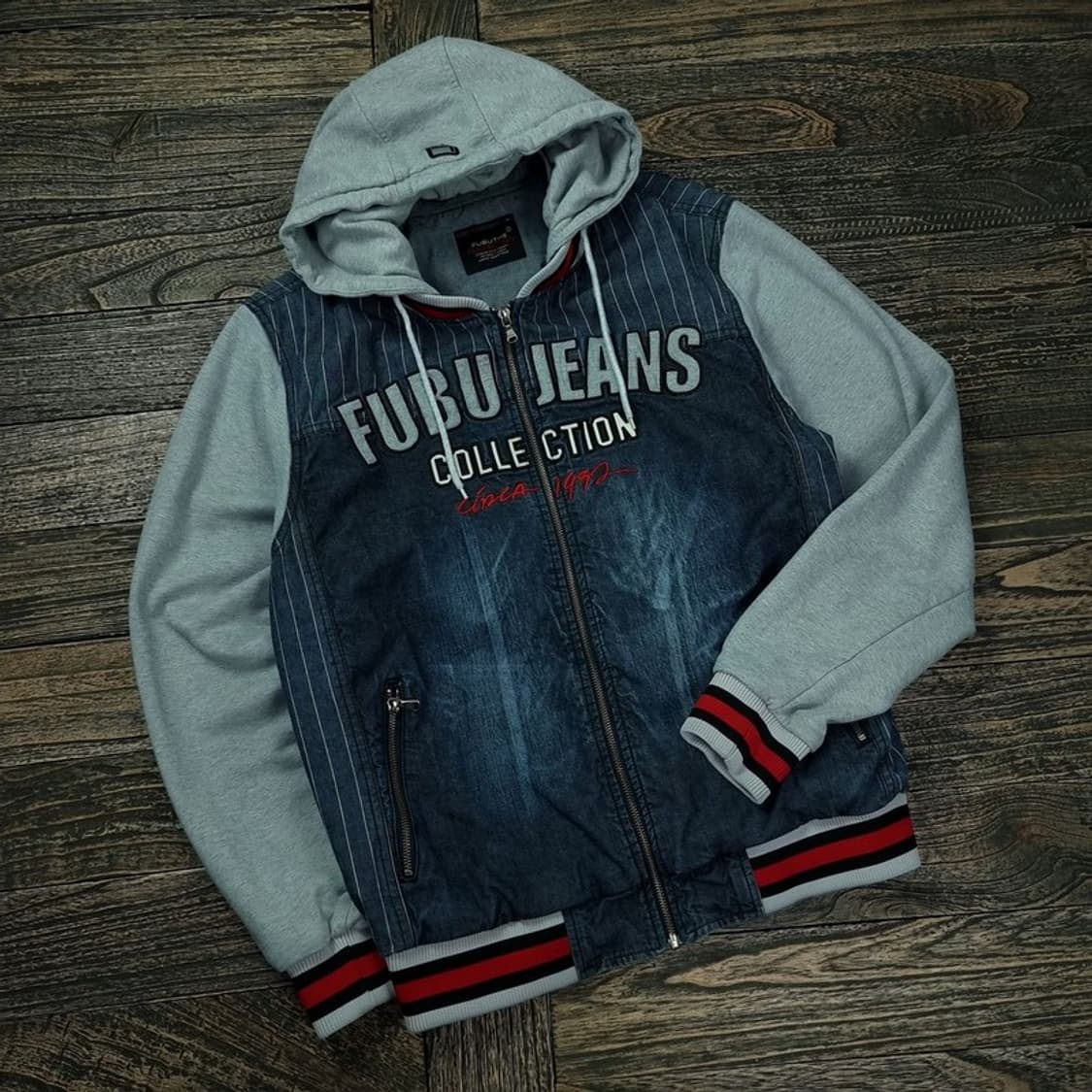 [푸부] 올드스쿨 빈티지 스웻 데님 후드 자켓 M17560 상품이미지1