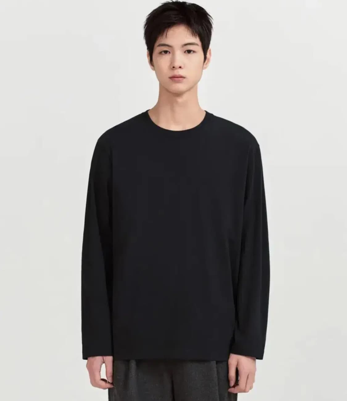 무탠다드 베이식 긴팔 티셔츠 블랙 상품이미지1