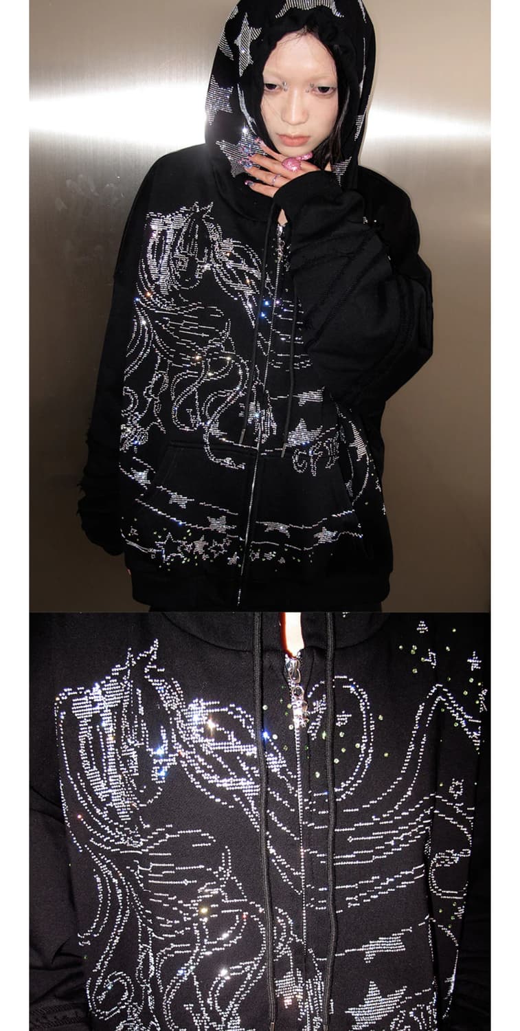 씨피어스 cfierce 스네이크걸 집업 후디 블랙 M사이즈 상품이미지4