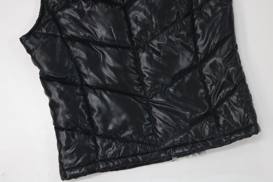 SPINASH 스피나쉬 블랙 글로시 퍼 트리밍 패딩 베스트 (M) 상품이미지9