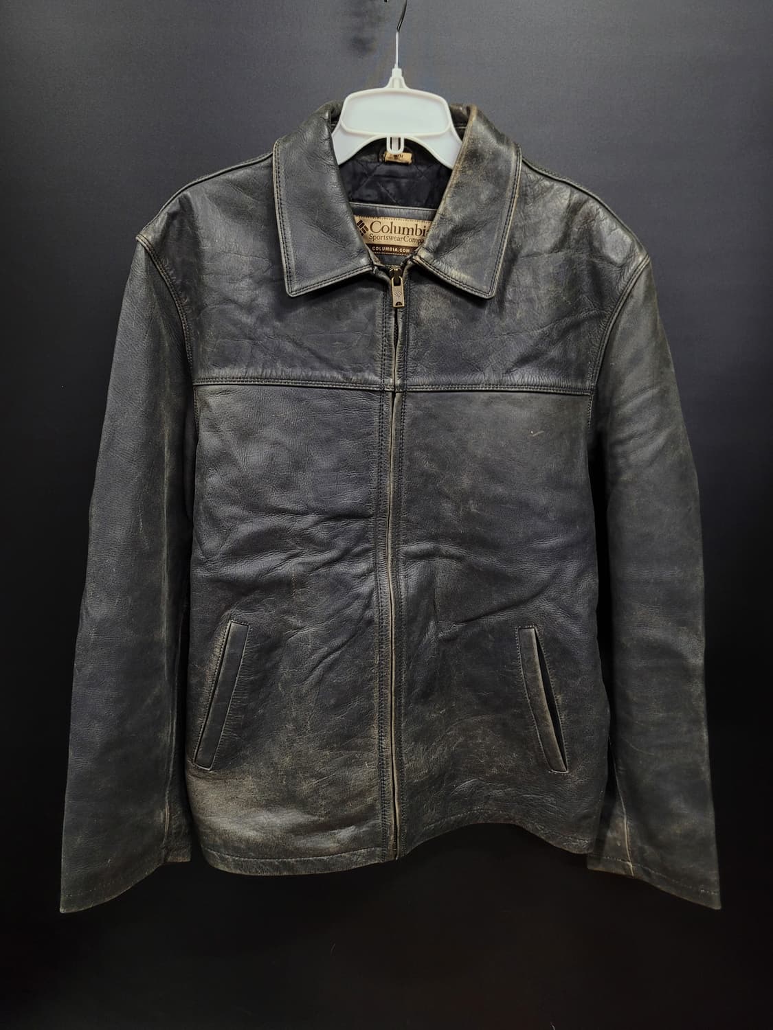 Columbia 콜롬비아 초빈티지 헤비 레더 바이크 자켓 상품이미지7
