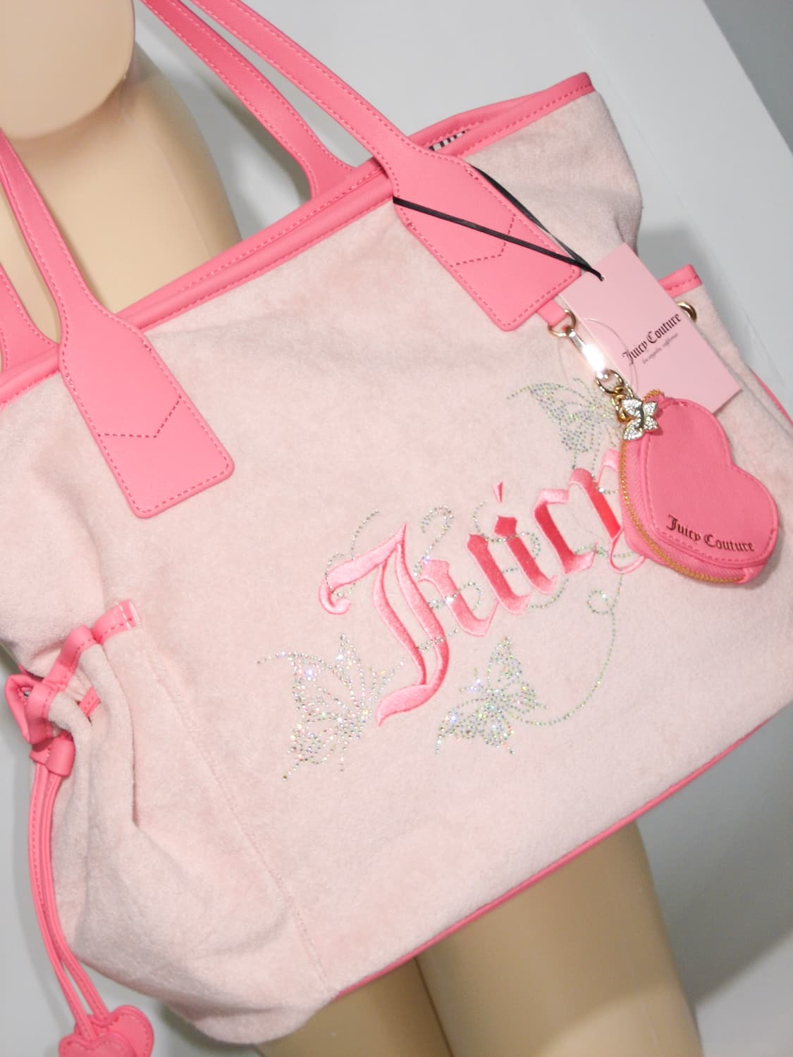 쥬시 꾸뛰르 핑크 테리 빅 숄더백 + 하트 코인월렛 챰 💖 갸루 y2k 상품이미지6