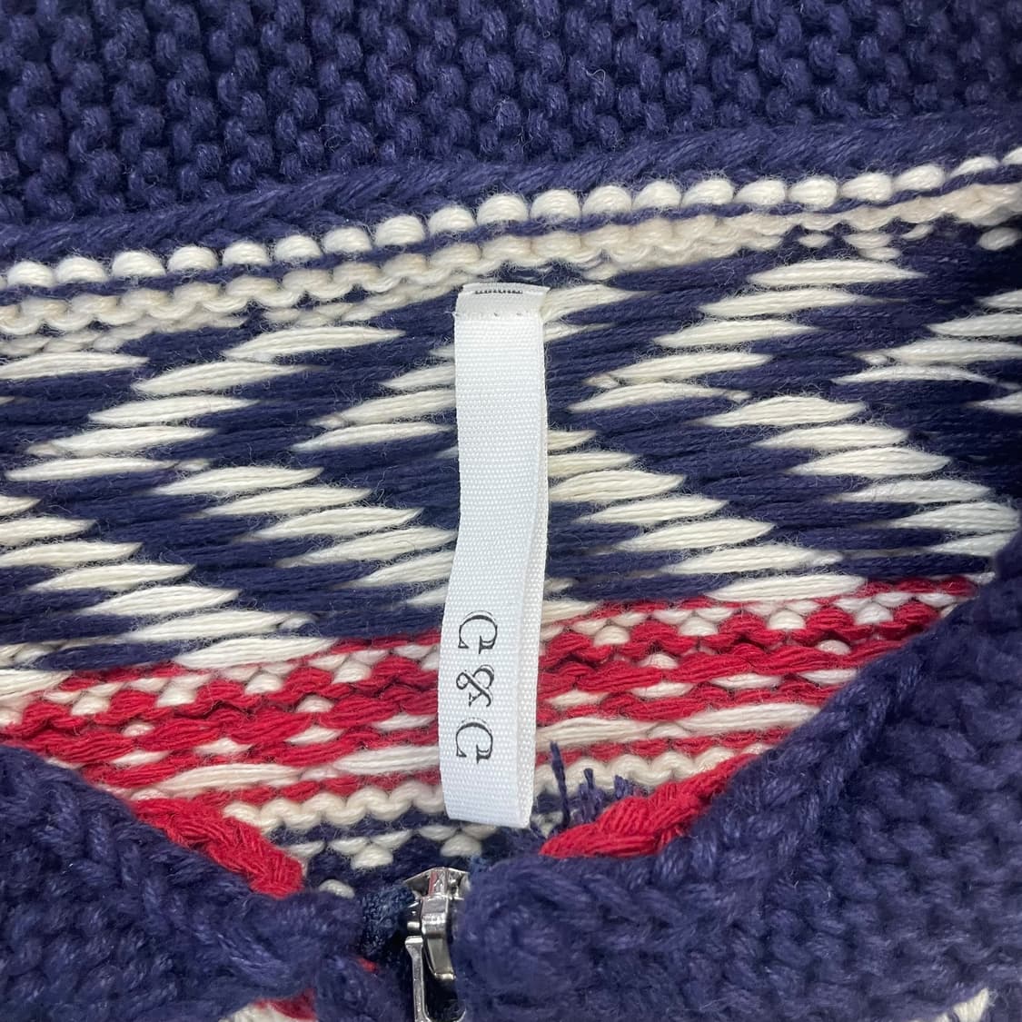 G&G 아메리칸 빈티지 노르딕 코위찬 크롭 니트집업 상품이미지4