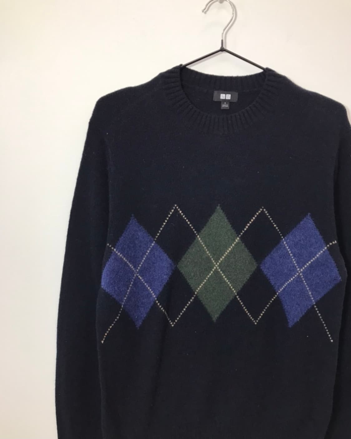 'UNIQLO' Navy Argyle Wool Sweater 상품이미지3