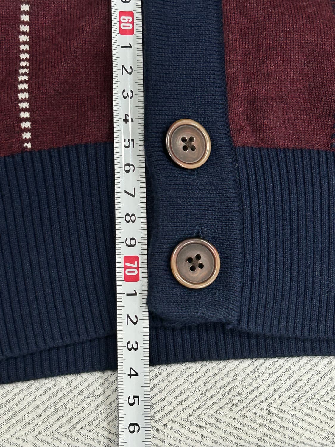 타미힐피거 체크 패턴 가디건 남성 XL 네이비/버건디 상품이미지10