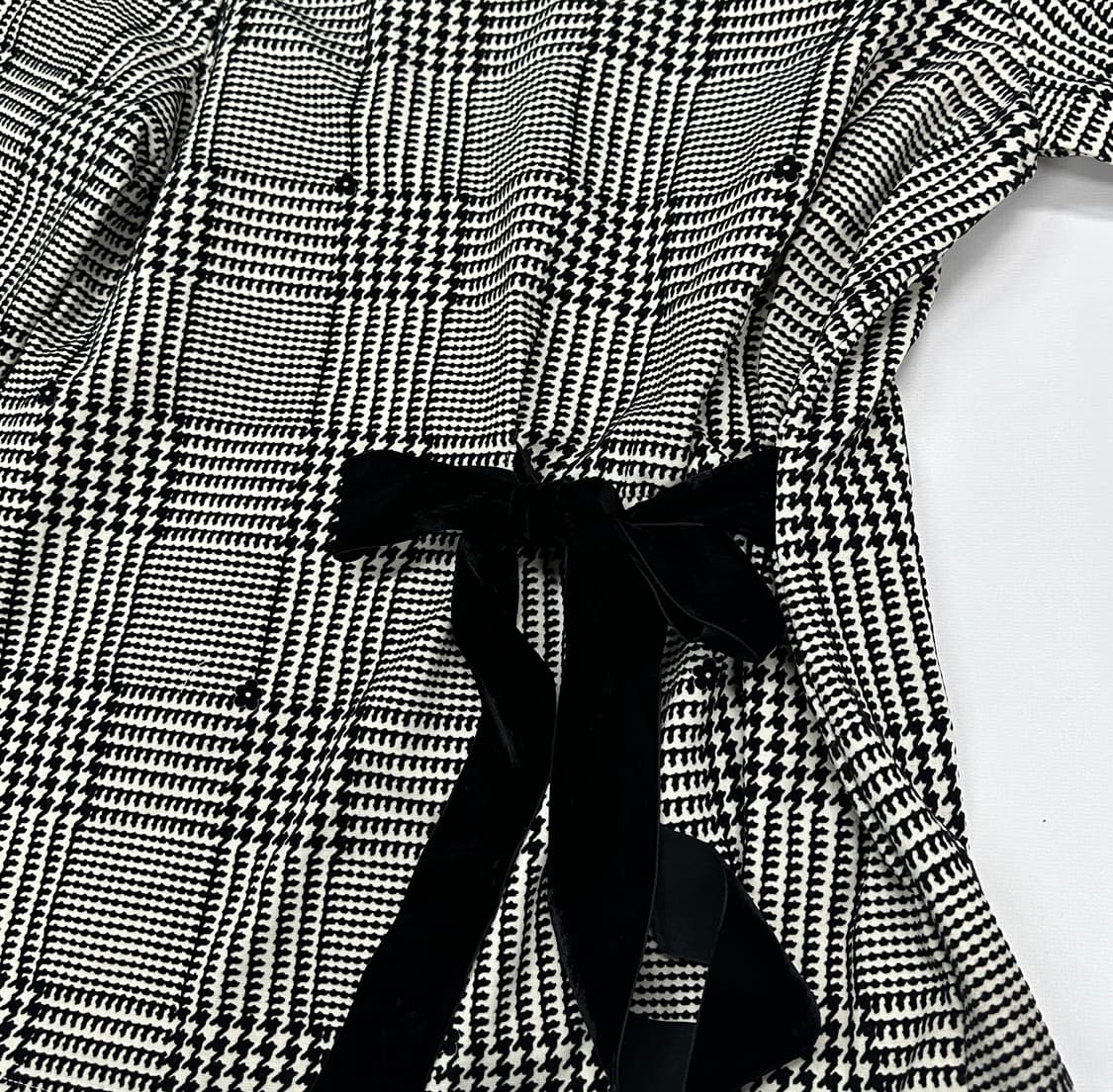 지뢰계 리본 포인트 블라우스 티셔츠 벨벳 패턴 고스로리 러블리 로맨틱 상품이미지6