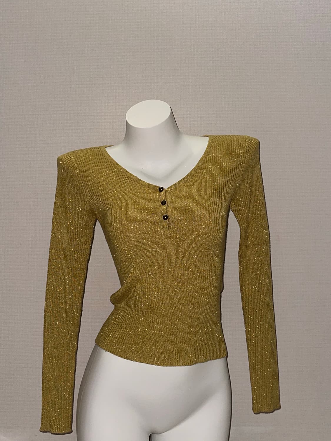 머스타드 브이넥 빈티지 글리터 니트 상품이미지3