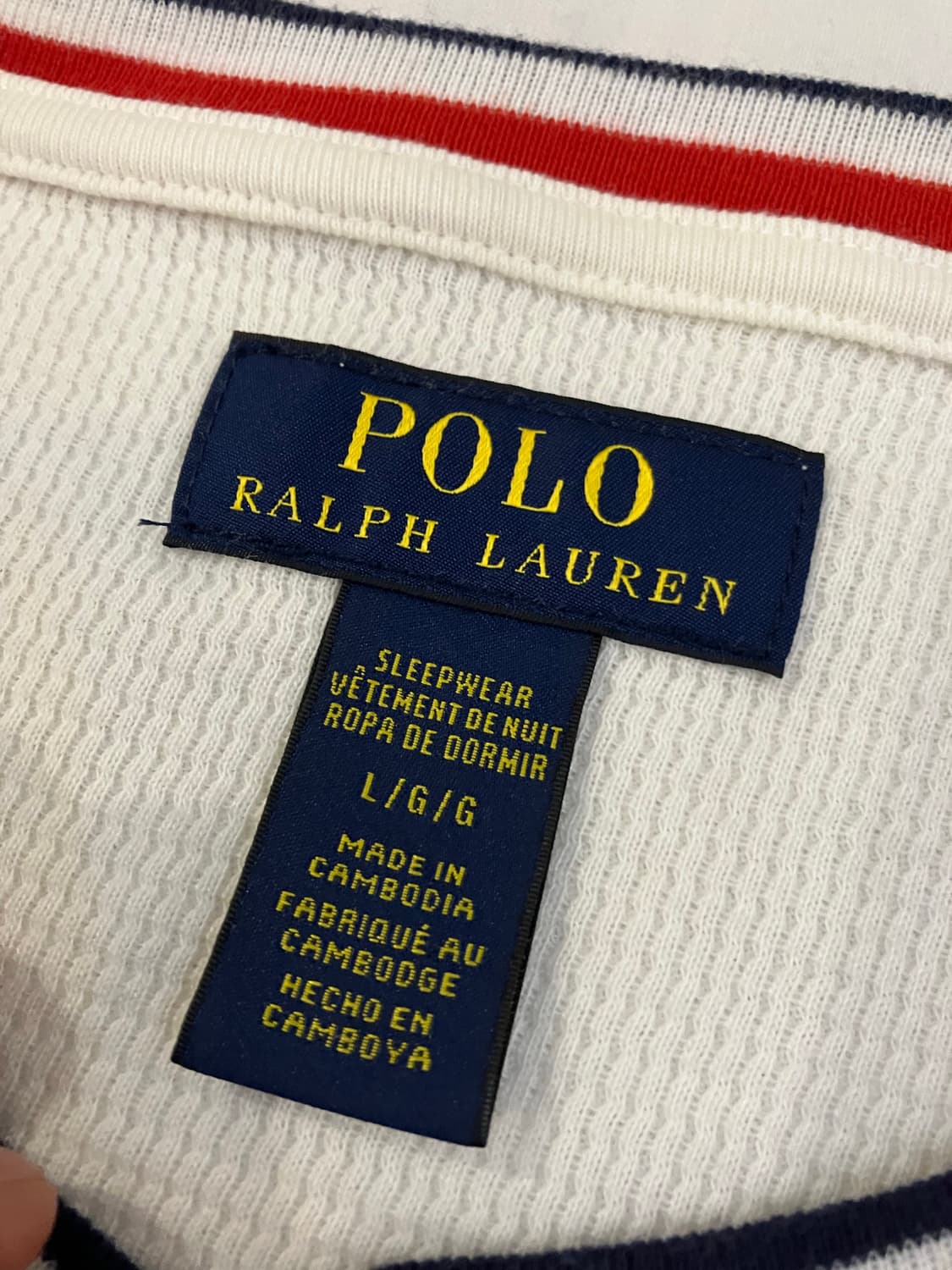 폴로 패치로고 써멀 와플 롱슬리브 링거티 화이트 상품이미지4