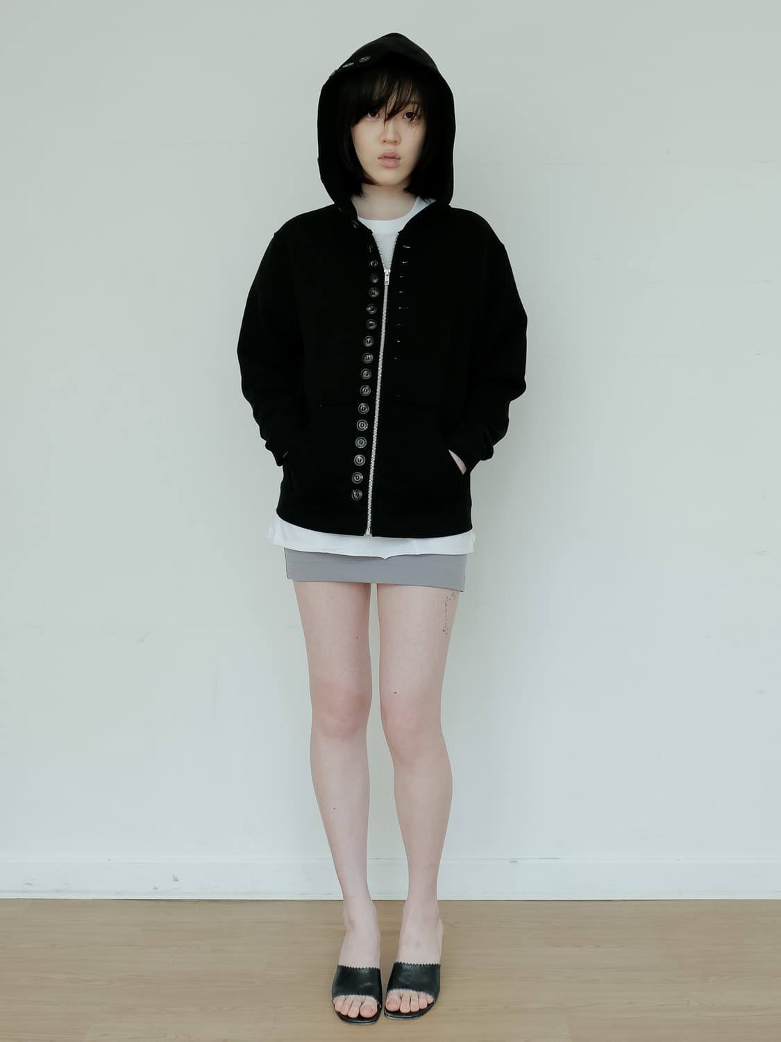 더즌매러 풀버튼 후디 블랙 사이즈1 키야기스토어  상품이미지2