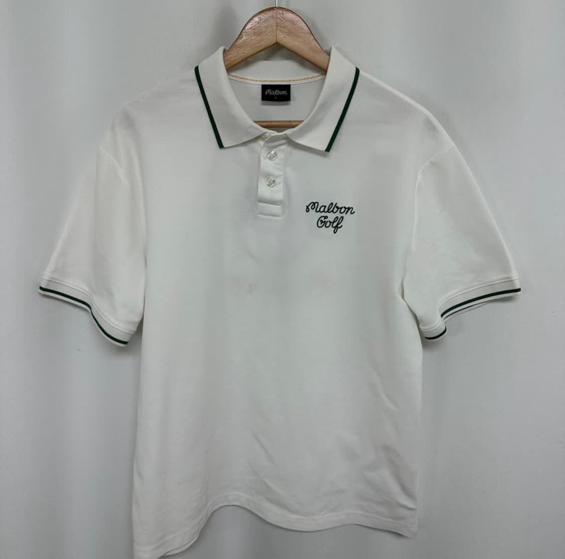 말본 남자 골프 카라 반팔티 화이트 100 L  상품이미지1