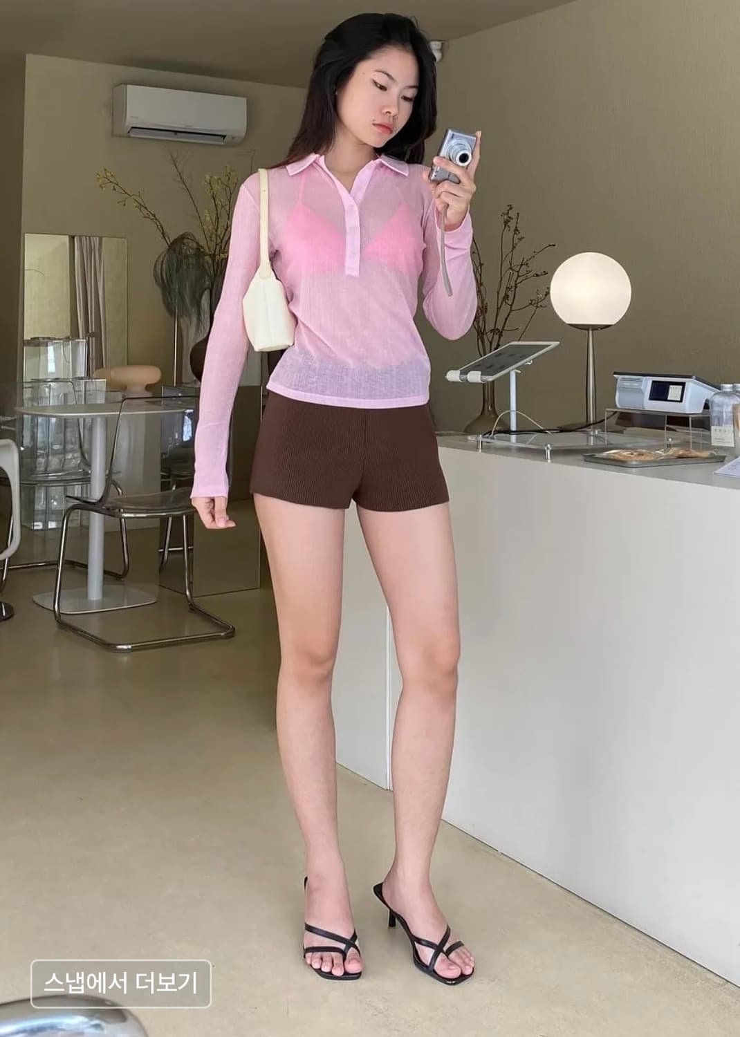 익스파이어드걸 제이미 쉬어 핑크 셔츠 긴팔티 상품이미지2