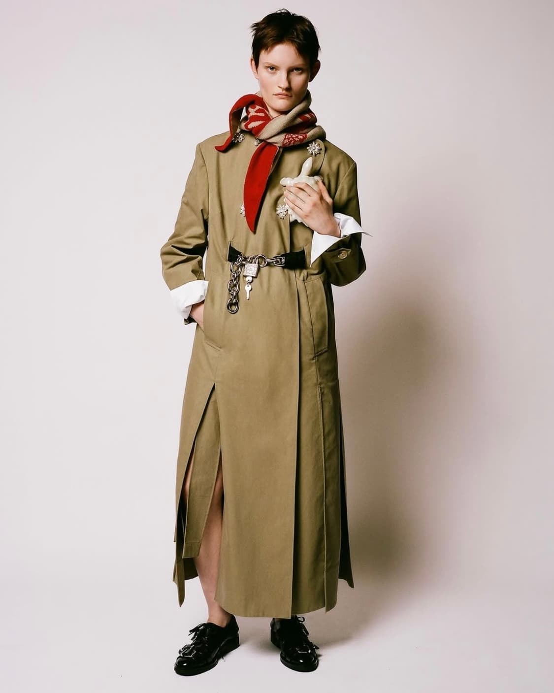 시몬로샤 25fw 비즈 그래픽 캐시미어 스카프/레드 상품이미지3