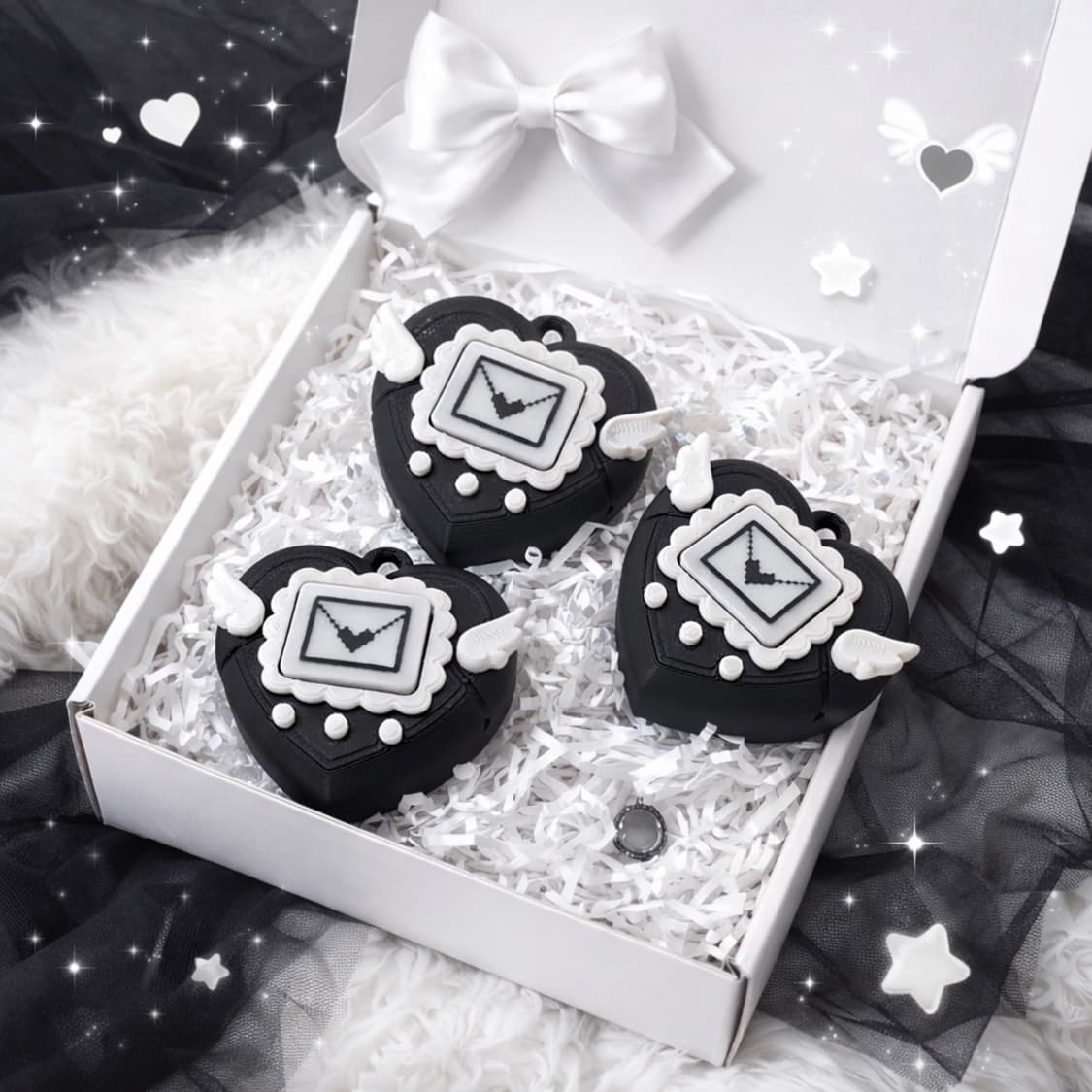 새상품 엔젤 하트 다마고치 블랙 클리커 클릭커 키캡 키링 피젯토이 상품이미지1