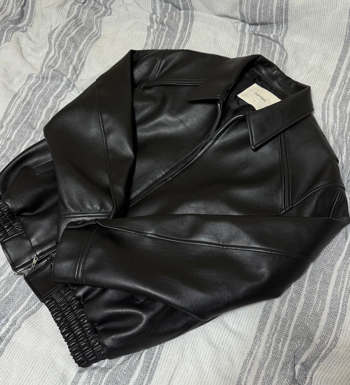 (2) 파브레가 비콘 파이핑 레더 자켓 블랙 상품이미지3