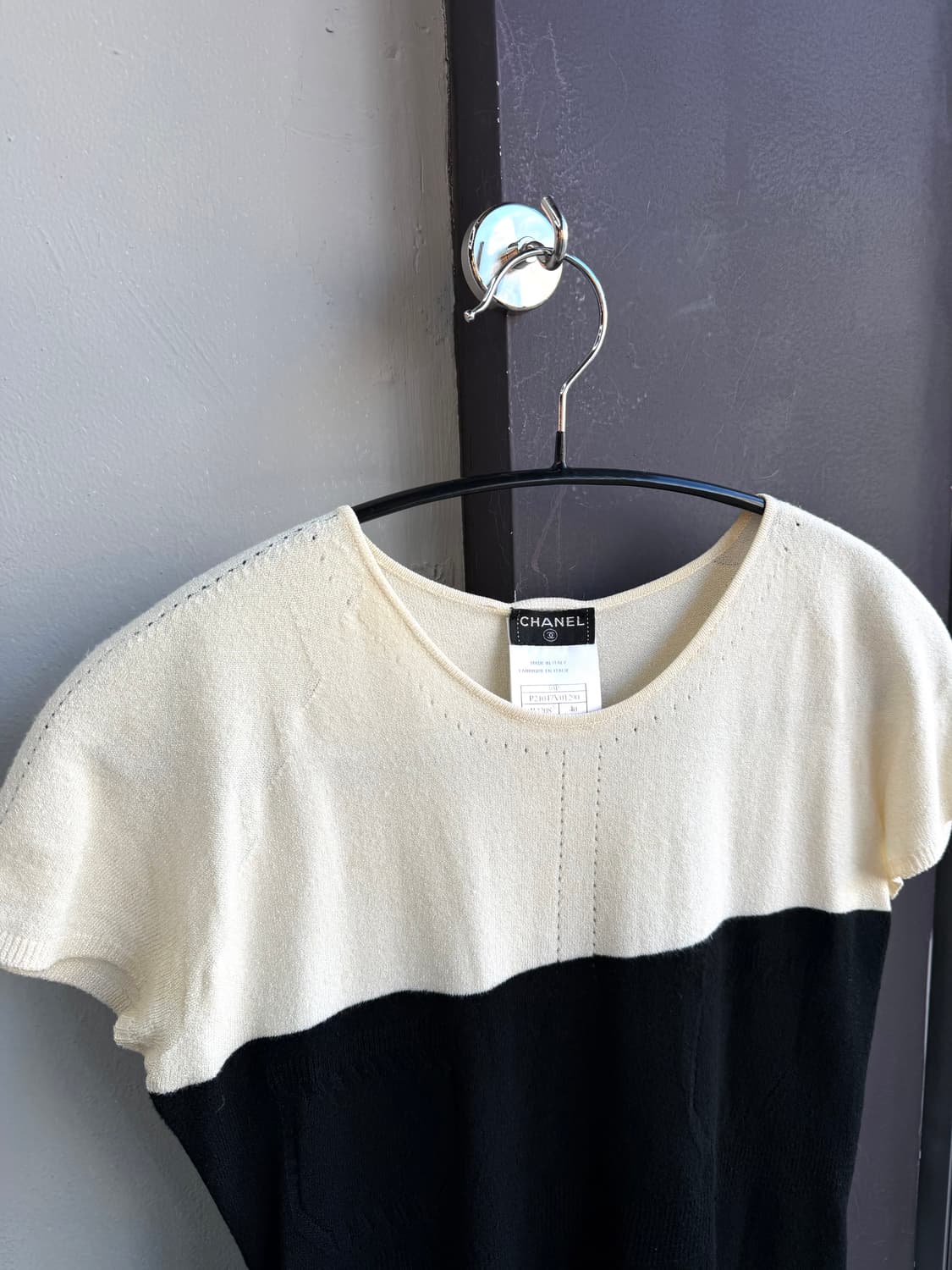 .40/ 샤넬 스티치 투톤 라운드 니트 상품이미지4