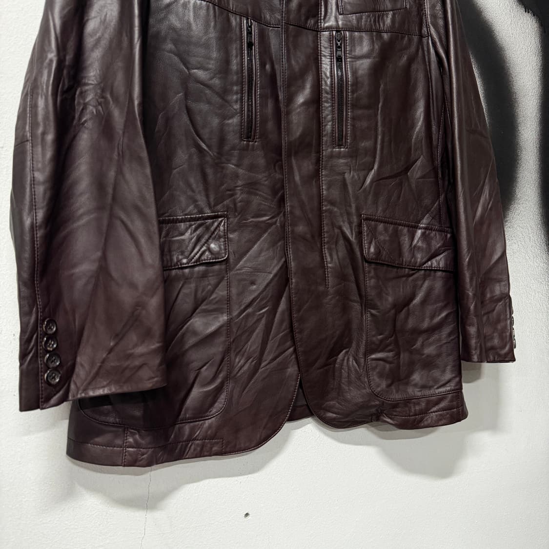 D'urban 더반 100% 쉽스킨 버클 디테일 딥 브라운 양가죽 자켓 상품이미지5