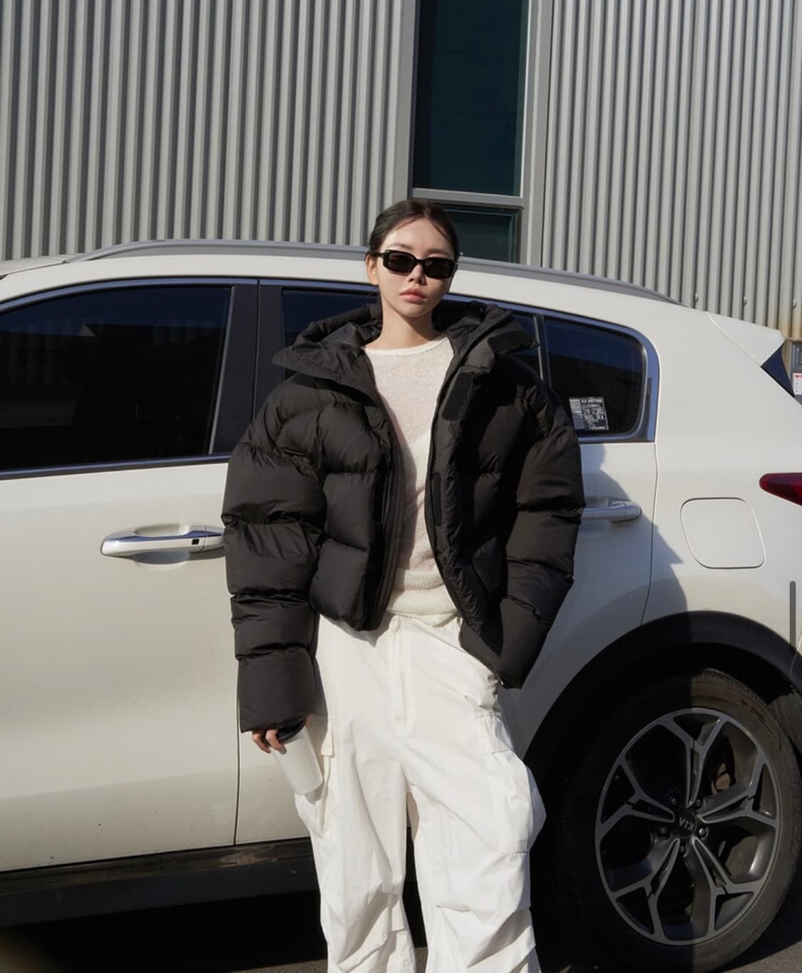 랑거 헤비 덕 다운 후디 패딩 점퍼 블랙 컬러 상품이미지1