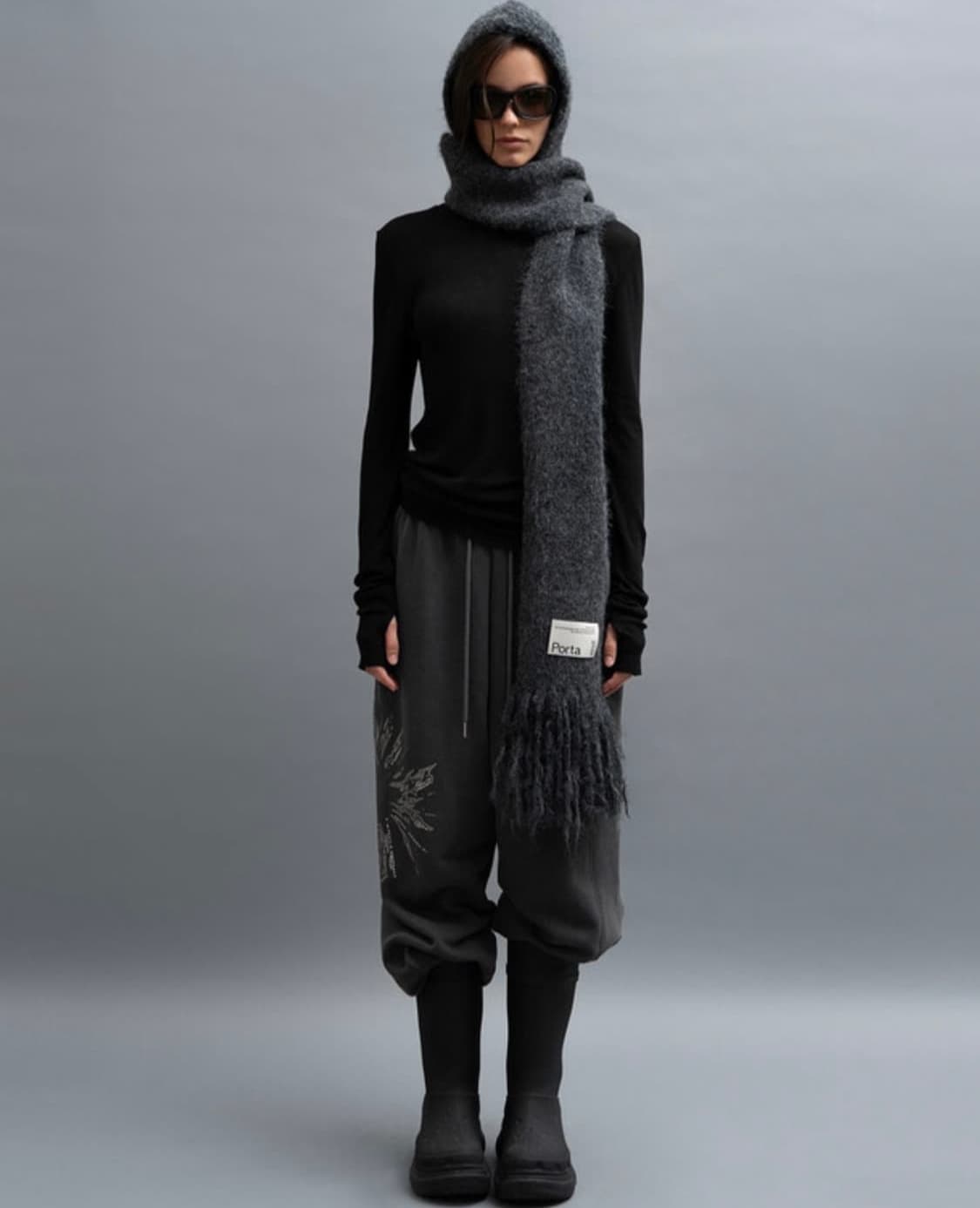 THE PORTA 더포르타 포르타 로고 라벨 후드 머플러 상품이미지3