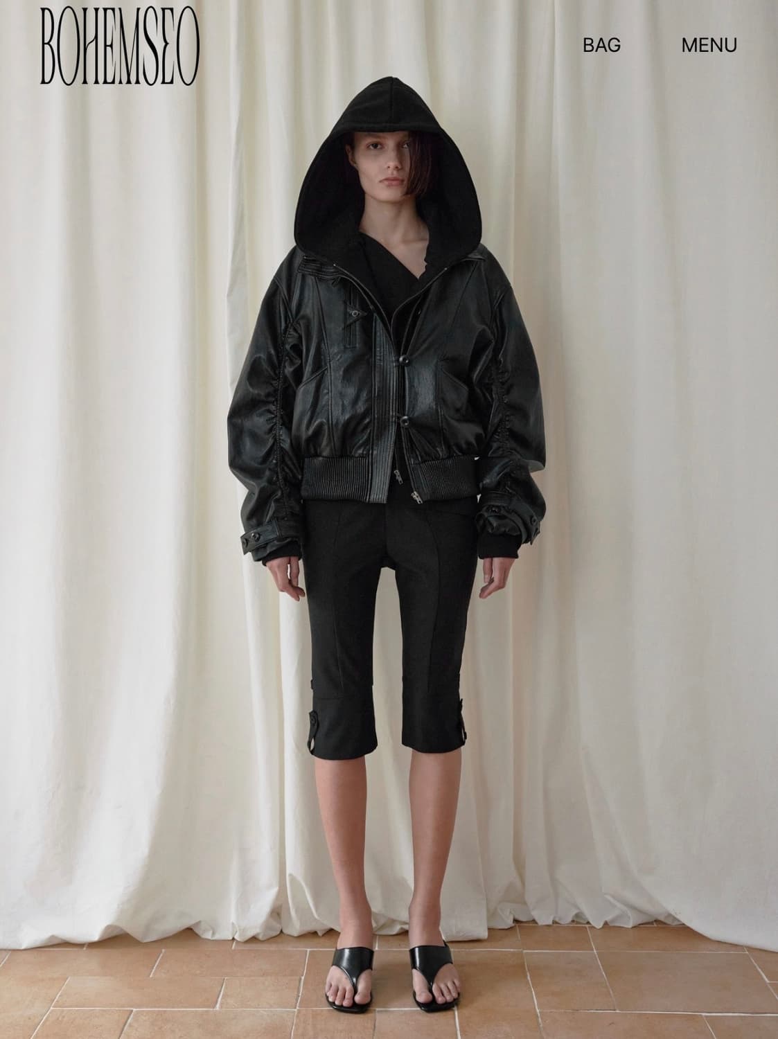 26s/s HOOD DETACHABLE LEATHER ZIP UP, BL 상품이미지1