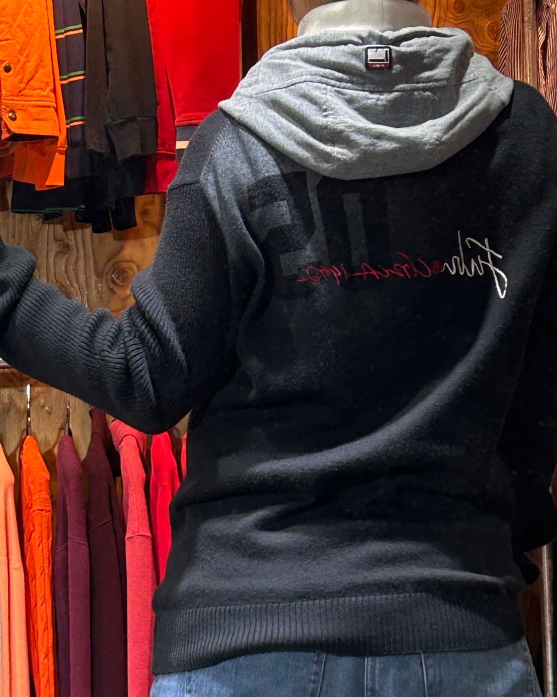 M FUBU 푸부 자수 그래픽 로고 블랙 니트 후드집업 상품이미지2