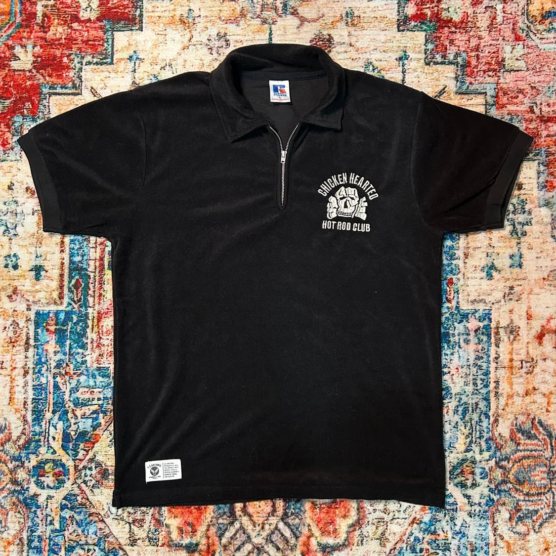 [L] 러셀 세타가야 베이스 자수로고 쿼터집업 반팔 상품이미지1