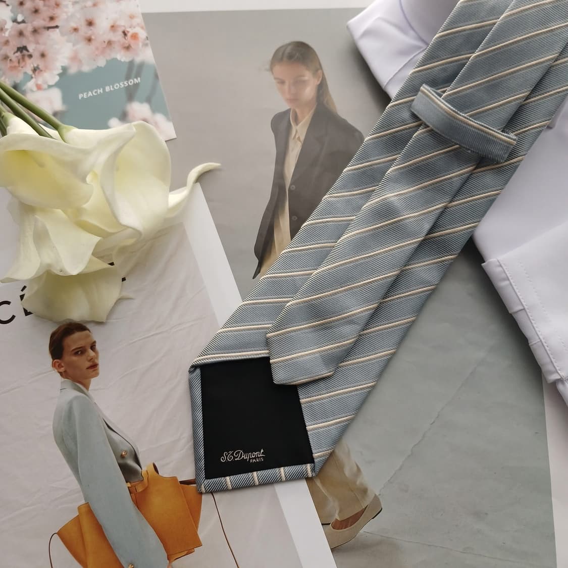 에스 티 듀퐁 실크 스트라이프 넥타이 9.1cm A등급 A18609
 상품이미지4