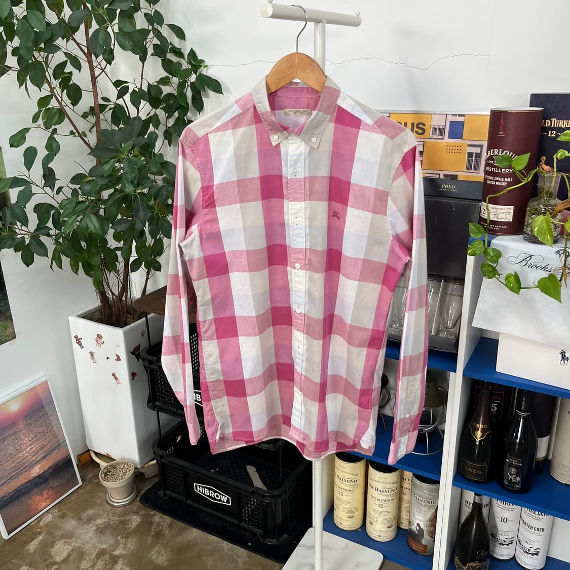 버버리 버튼다운 체크 셔츠 M 상품이미지1