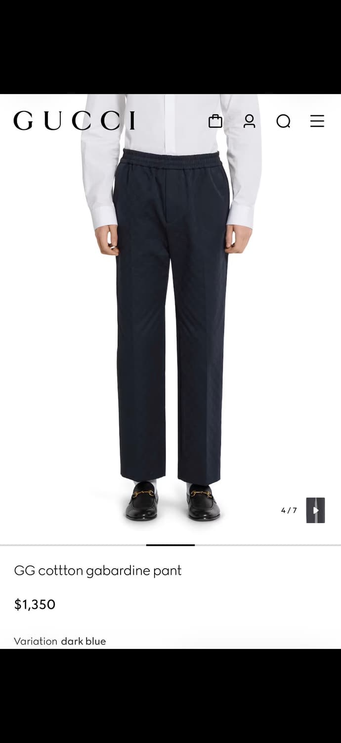 (A+/46) / 구찌 GG자카드 코튼 개버딘 블랙 팬츠 상품이미지7