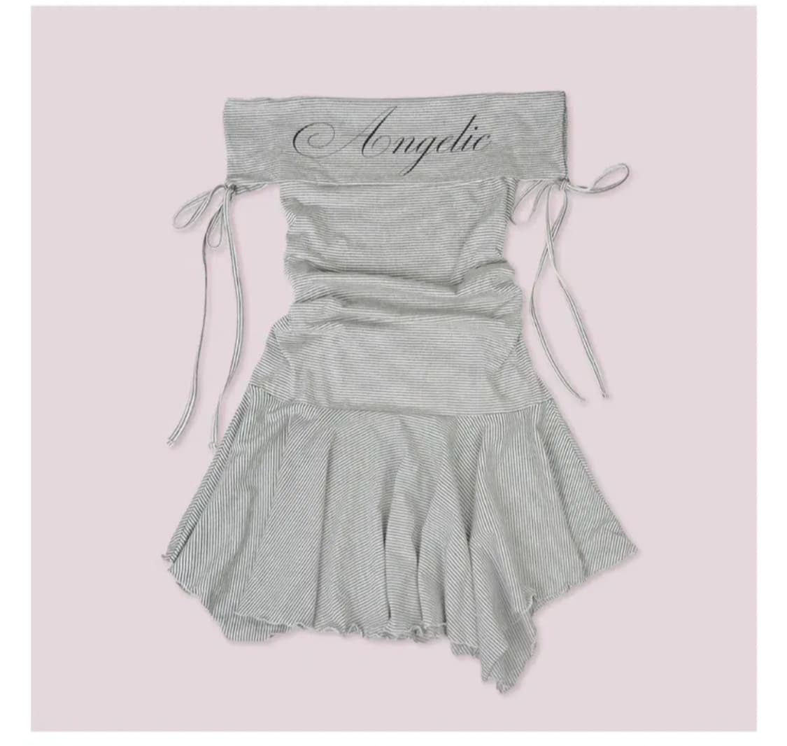 엘프엘프엘프 아카이브스 엔젤릭 스트라이프 드레스 그레이 상품이미지1