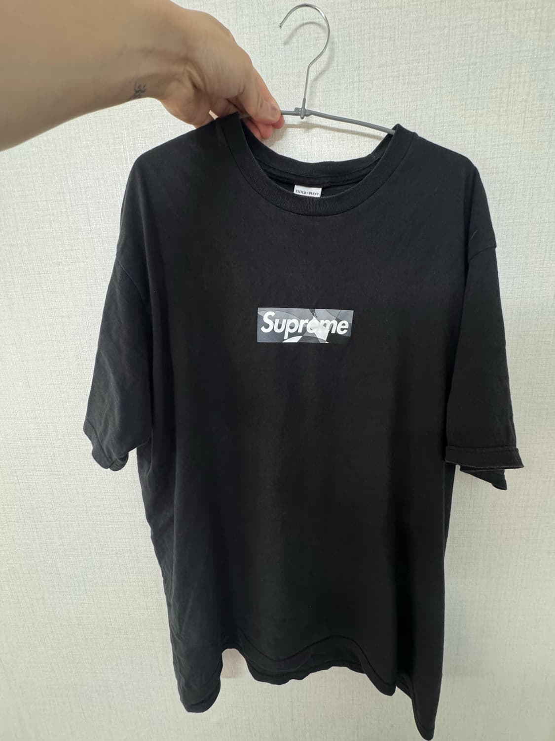 XL) 슈프림 x 에밀리오 푸치 박스로고 티셔츠 블랙 블랙 - 21SS 상품이미지2