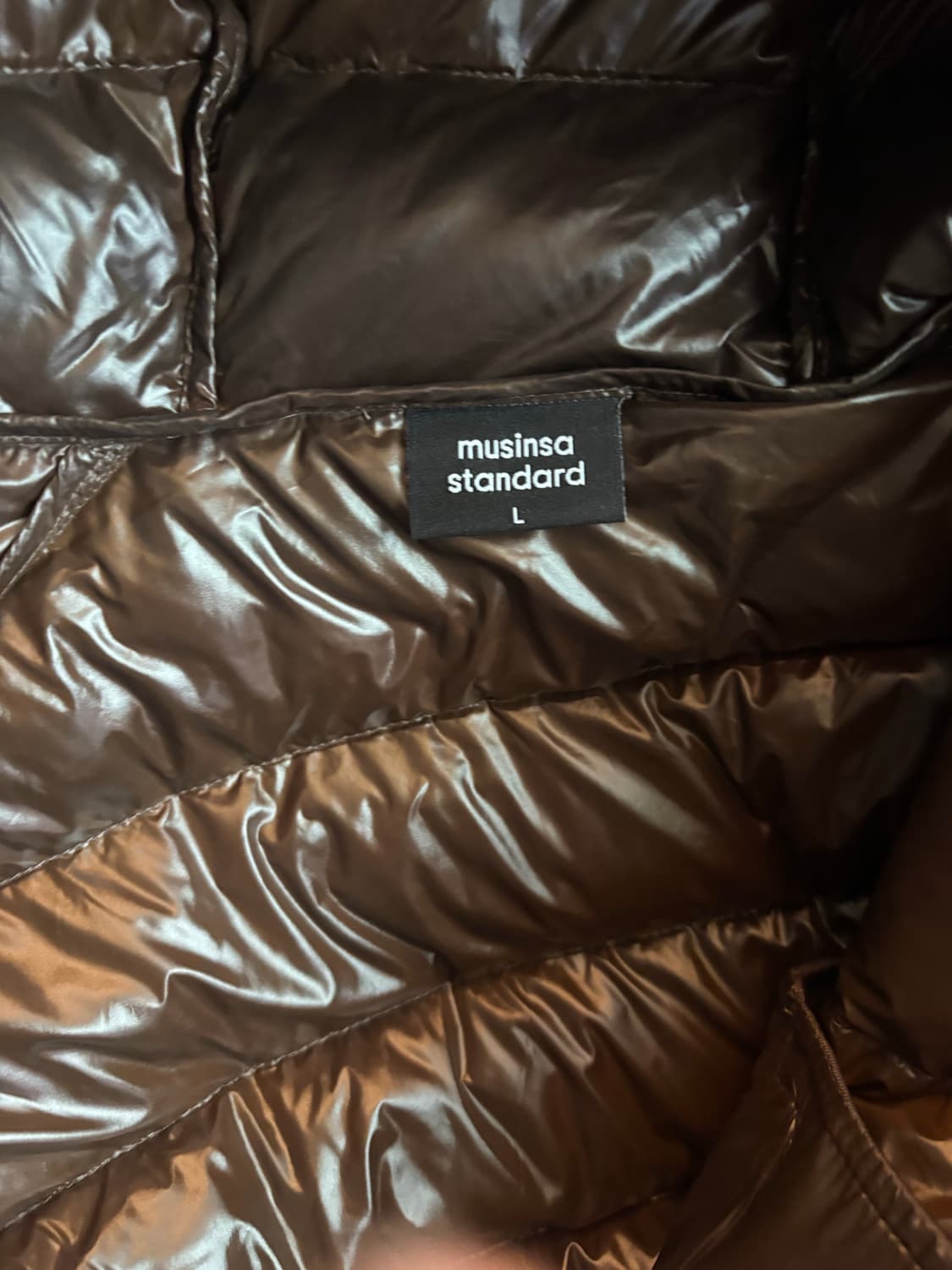 [L] 무신사 스탠다드 시티 레저 후드 라이트 다운 자켓 브라운 상품이미지3