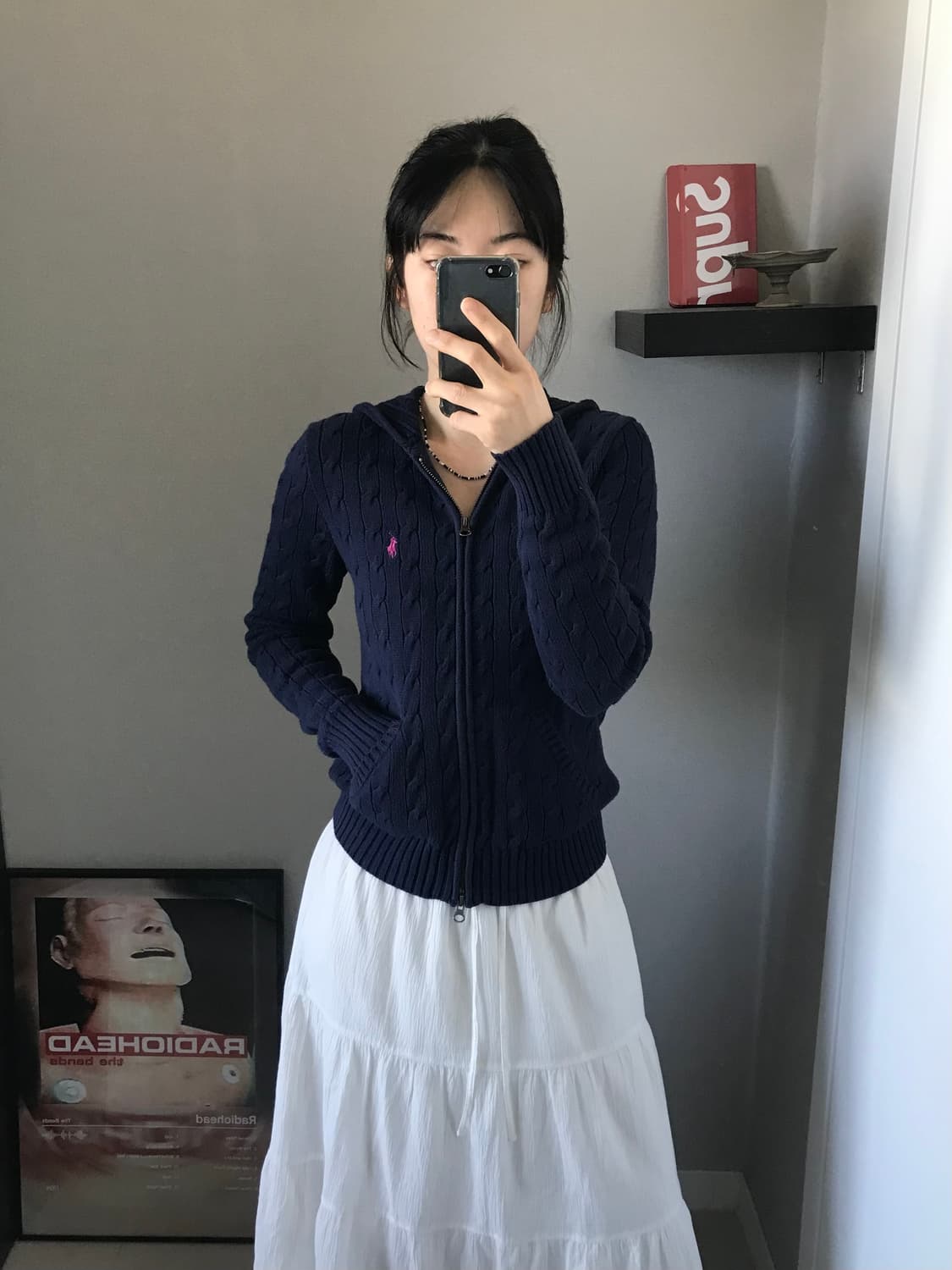 대장급 폴로 랄프로렌 포니 로고 네이비 케이블 니트 후드집업 상품이미지5