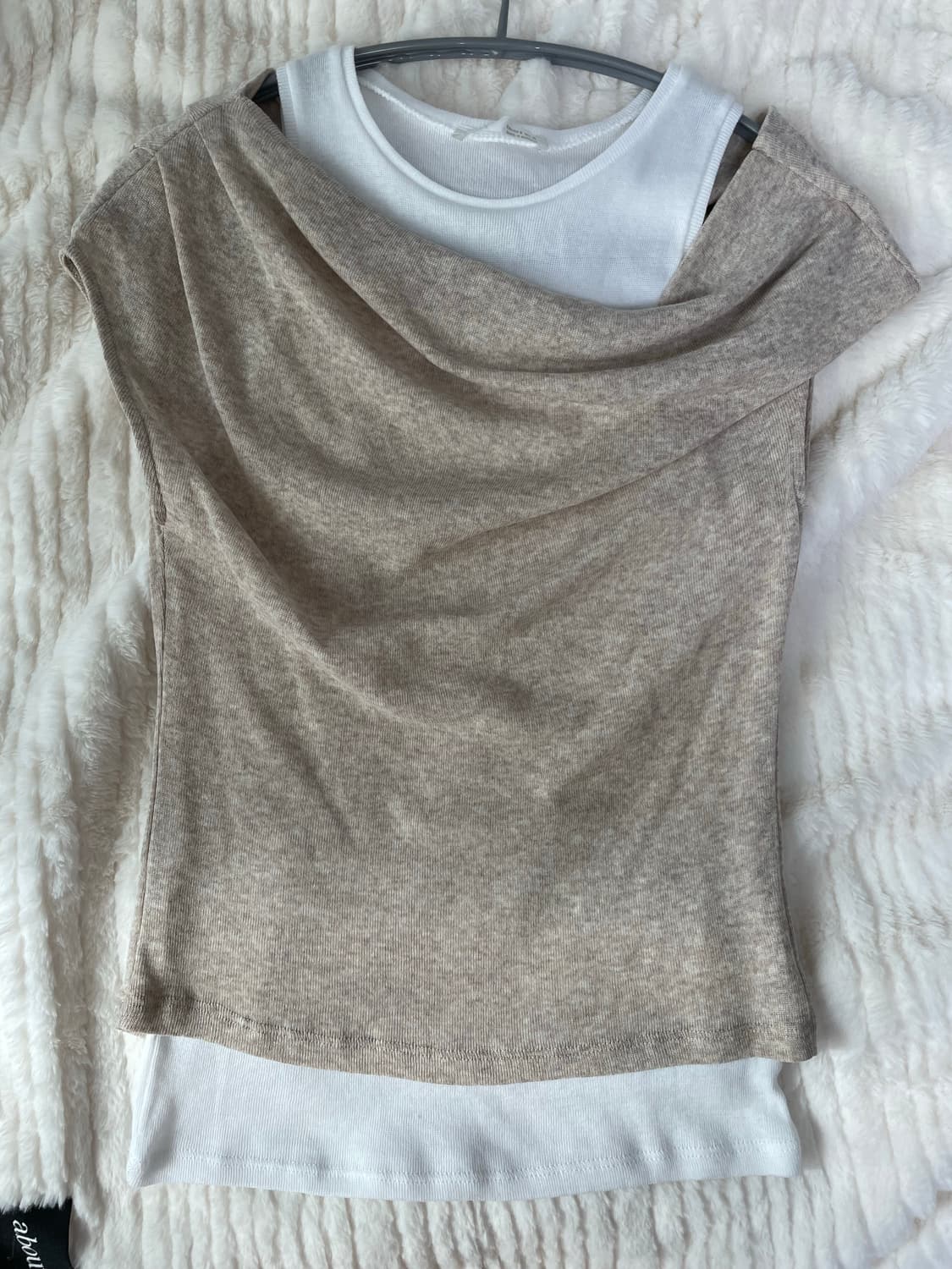 자라 zara 더블 언밸런스 티셔츠 베이지 상품이미지3
