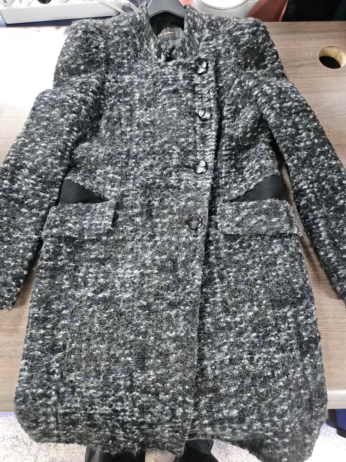 CC Collect 트위드 코트 블랙 모 롱 자켓  90 상품이미지2