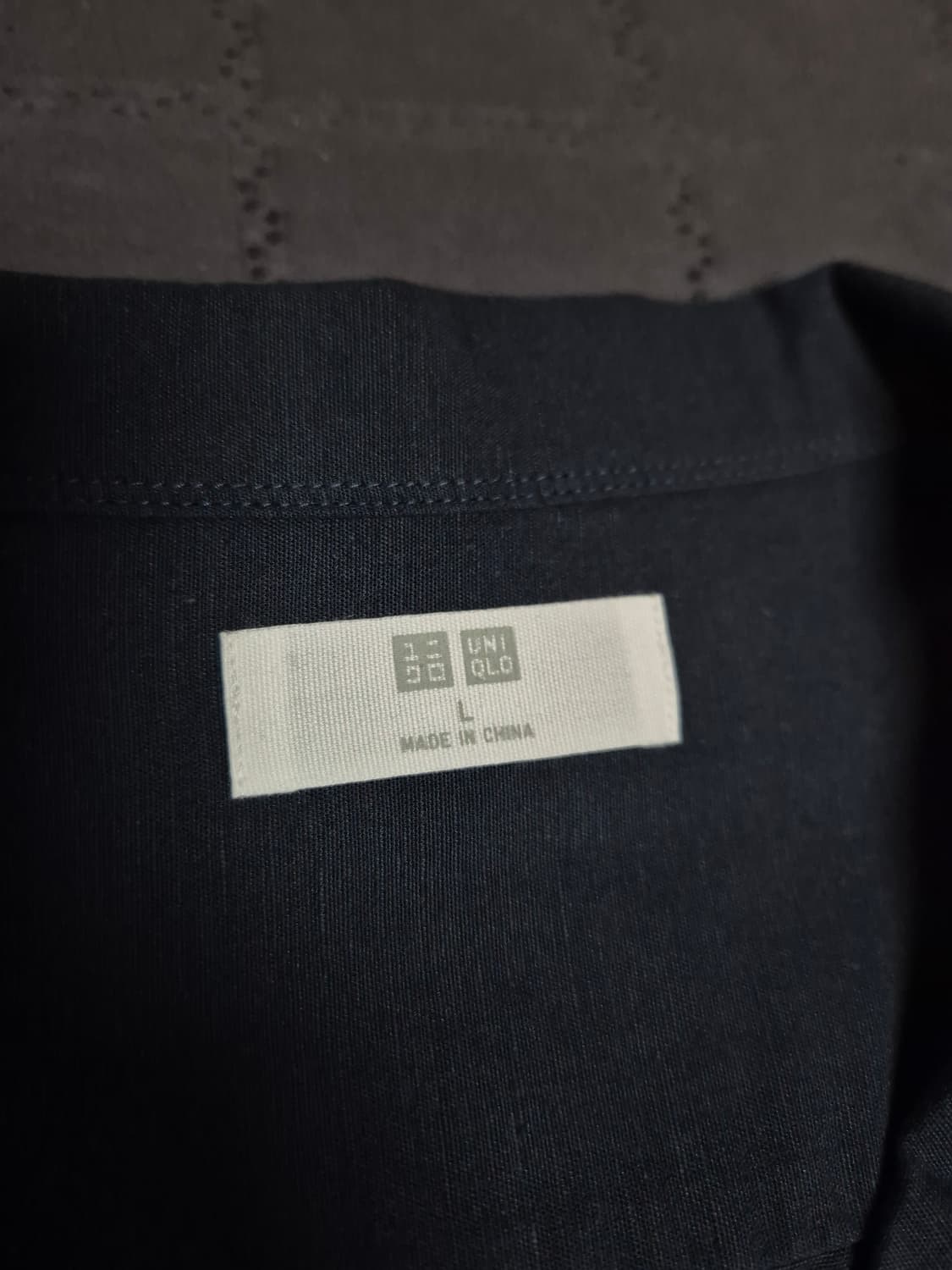 UNIQLO 린넨블렌드 반팔 셔츠 네이비 L 새상품 상품이미지3