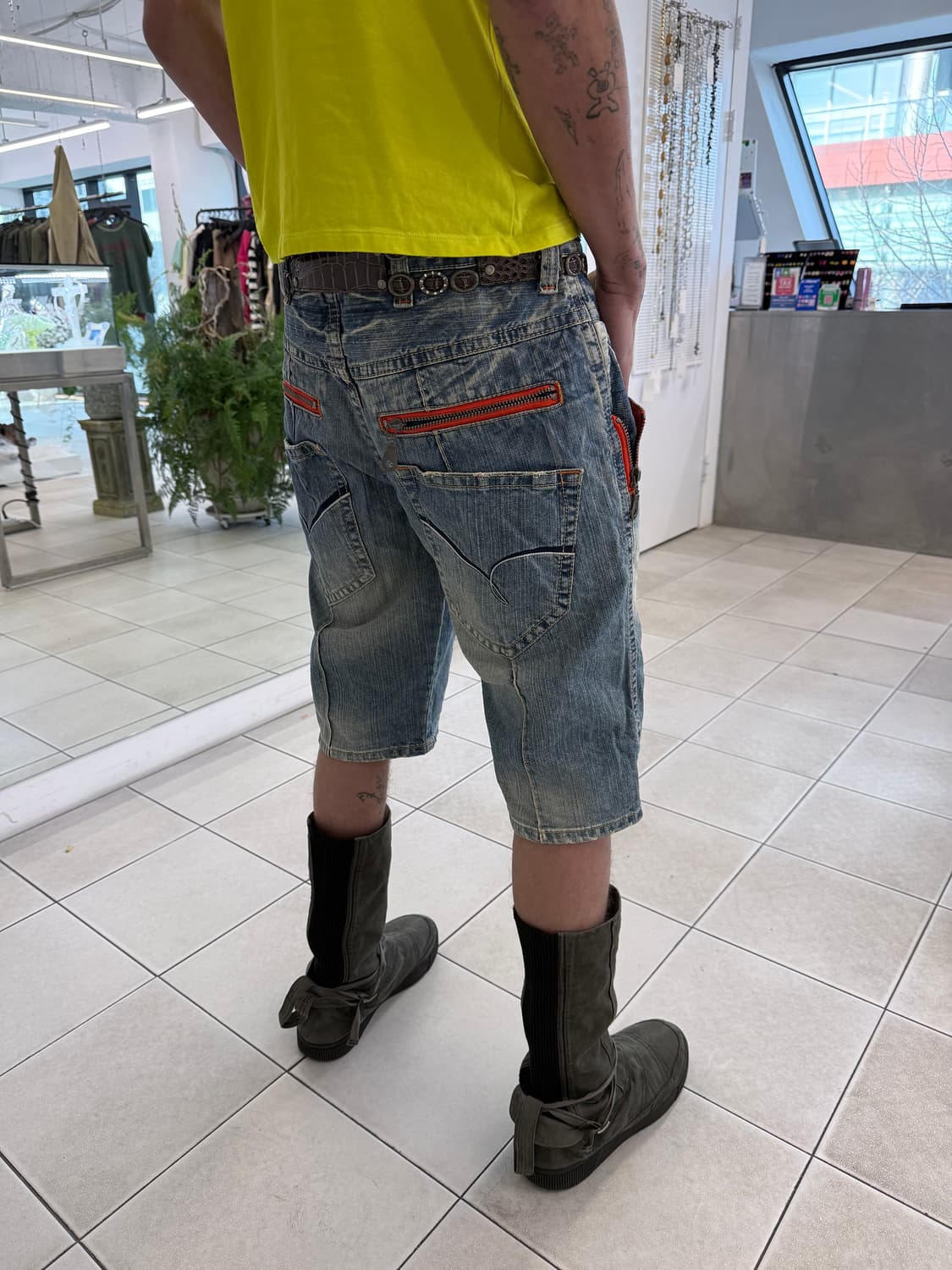 washed denim half pants 상품이미지3