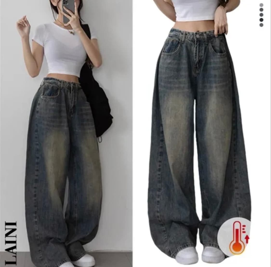 사이드 핀턱 데님 바지 상품이미지1