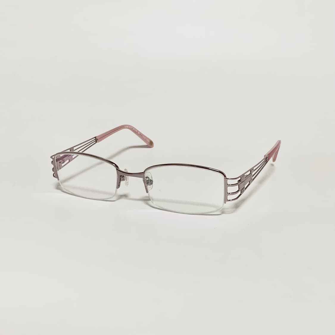 1117 데드스탁 핑크 메탈 스퀘어 안경테 여성 반무테 유니크 포인트 상품이미지3
