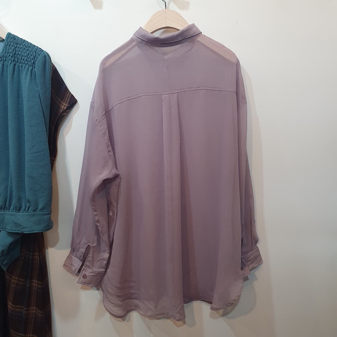 뮤트 퍼플 시스루 셔츠 colza 상품이미지4